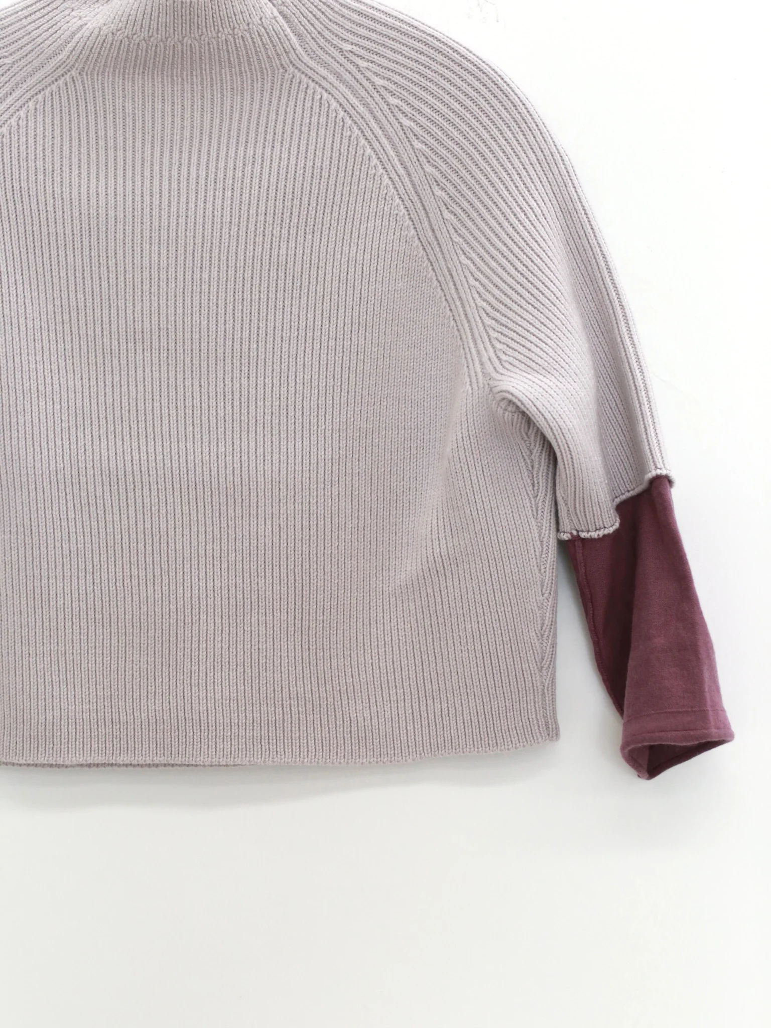 o cloche code 25 Fall/Winter Chunky Knit Color Block Sleeve Sweater Merino Wool Knit OCC-OH01T887-YBZH Silver White/Purple Gray - Image 8