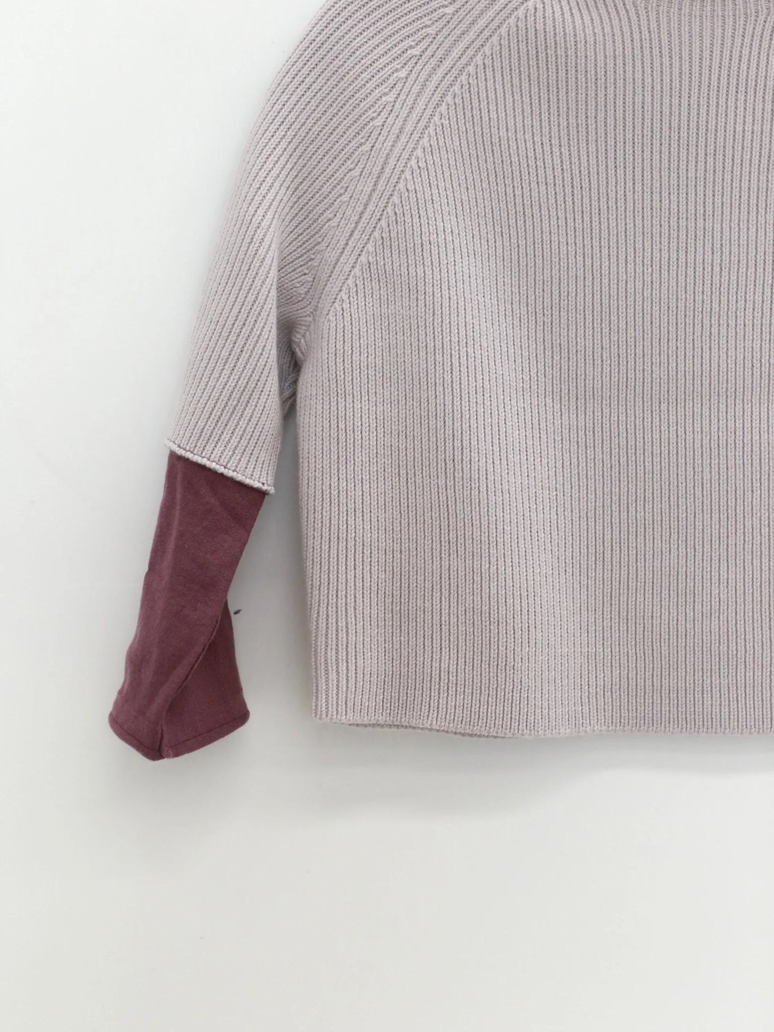 o cloche code 25 Fall/Winter Chunky Knit Color Block Sleeve Sweater Merino Wool Knit OCC-OH01T887-YBZH Silver White/Purple Gray - Image 9
