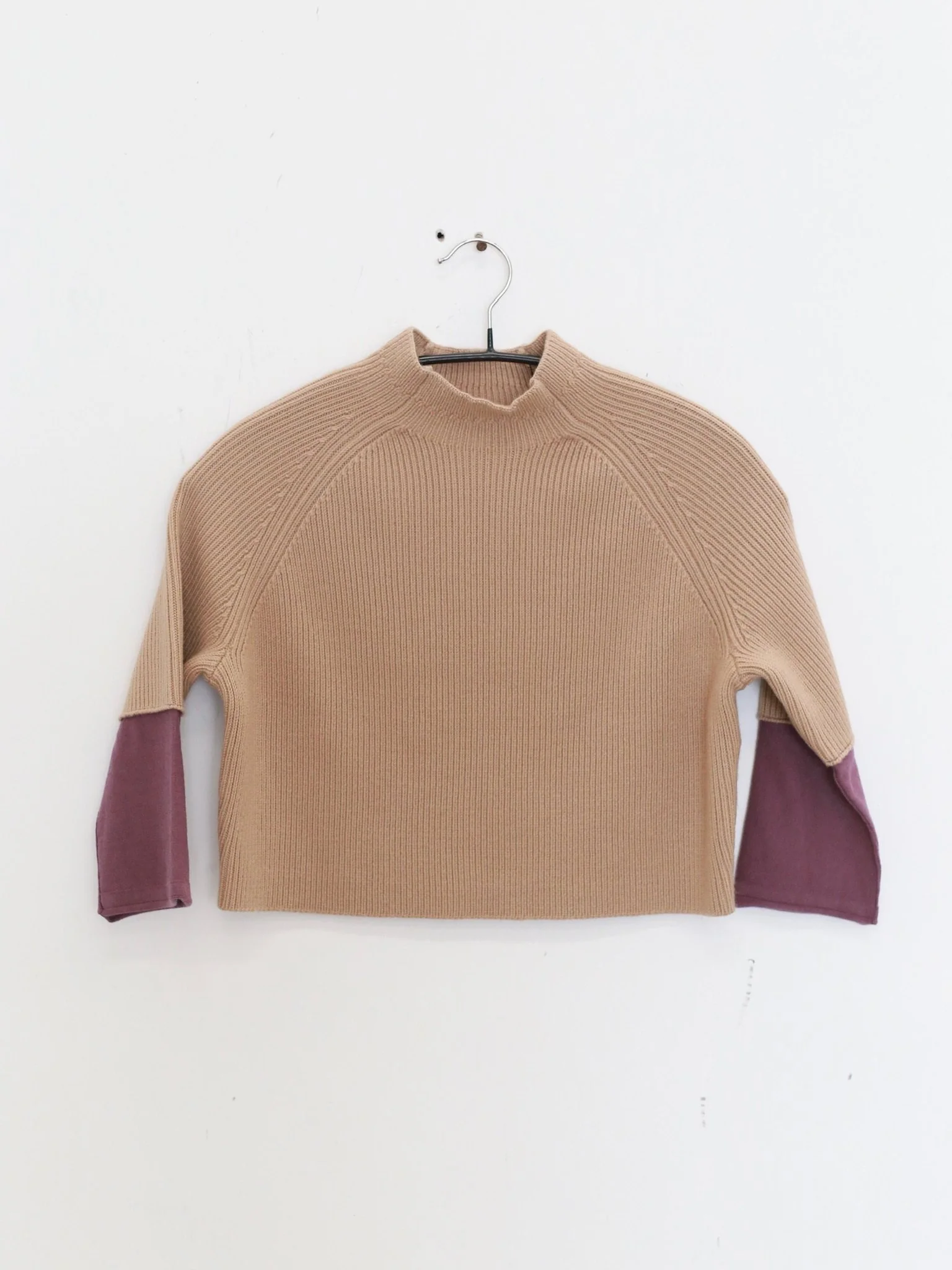 o cloche code 25 Fall/Winter Chunky Knit Color Block Sleeve Sweater, Merino Wool Knit OCC-OH01T887-ZDZ, Brown/Purple-Grey - Image 5
