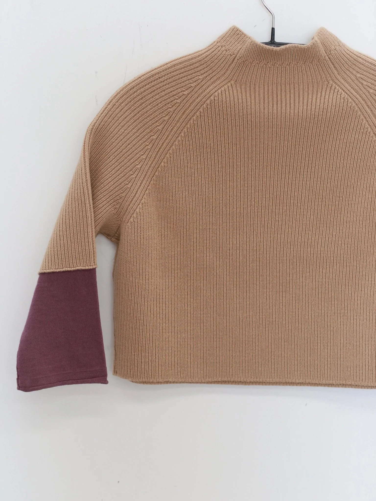 o cloche code 25 Fall/Winter Chunky Knit Color Block Sleeve Sweater, Merino Wool Knit OCC-OH01T887-ZDZ, Brown/Purple-Grey - Image 6