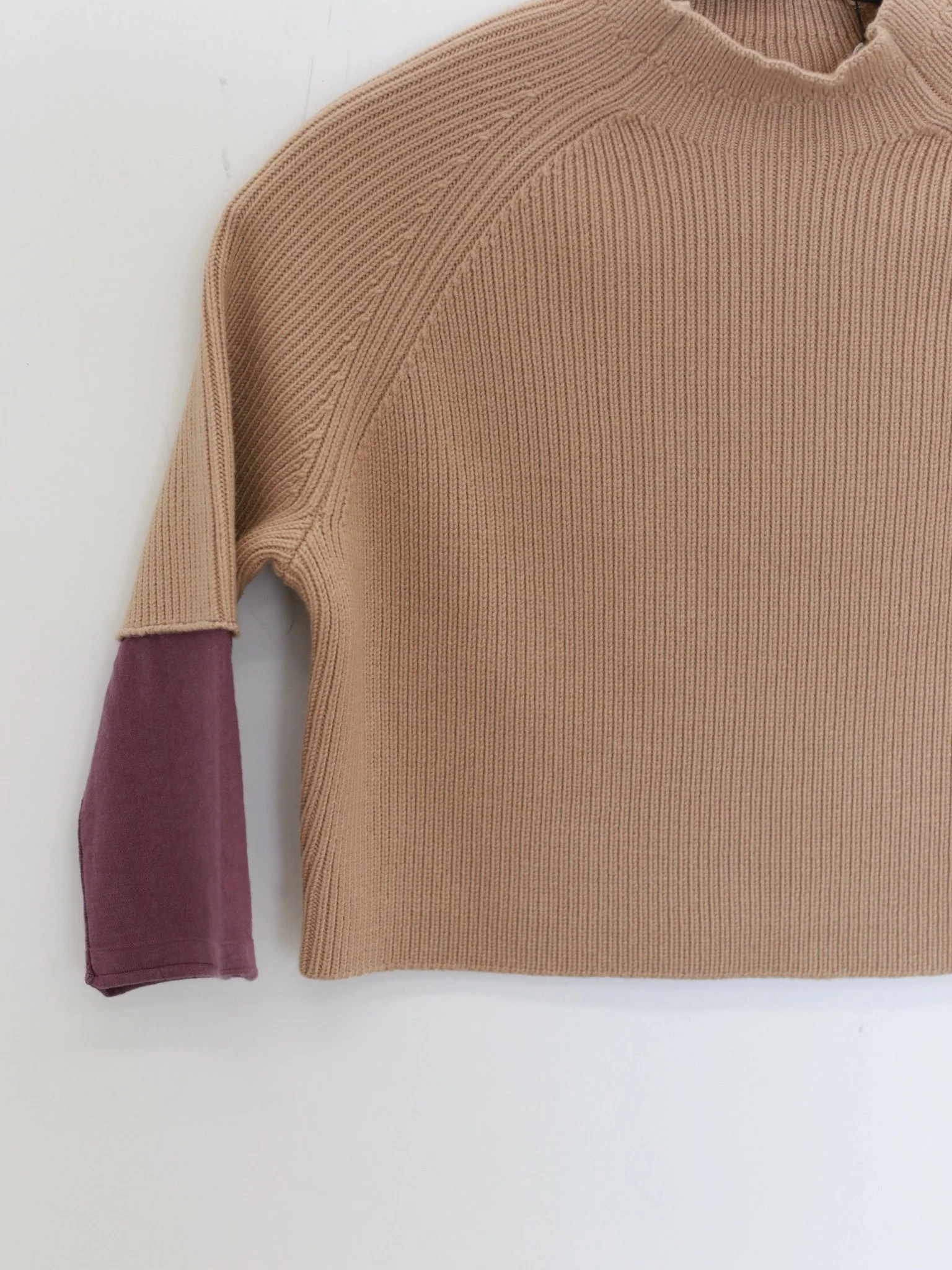 o cloche code 25 Fall/Winter Chunky Knit Color Block Sleeve Sweater, Merino Wool Knit OCC-OH01T887-ZDZ, Brown/Purple-Grey - Image 7