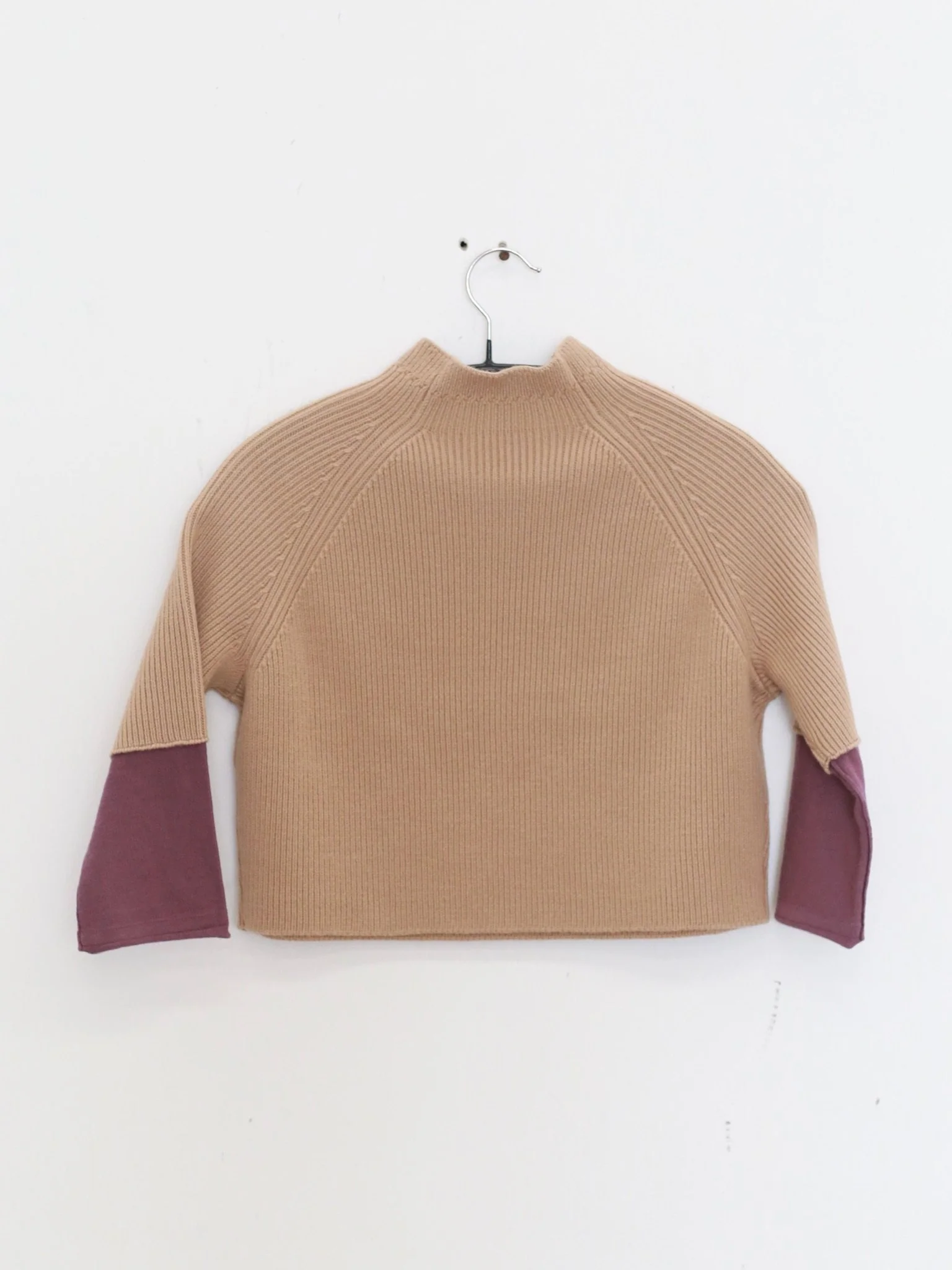 o cloche code 25 Fall/Winter Chunky Knit Color Block Sleeve Sweater, Merino Wool Knit OCC-OH01T887-ZDZ, Brown/Purple-Grey - Image 8