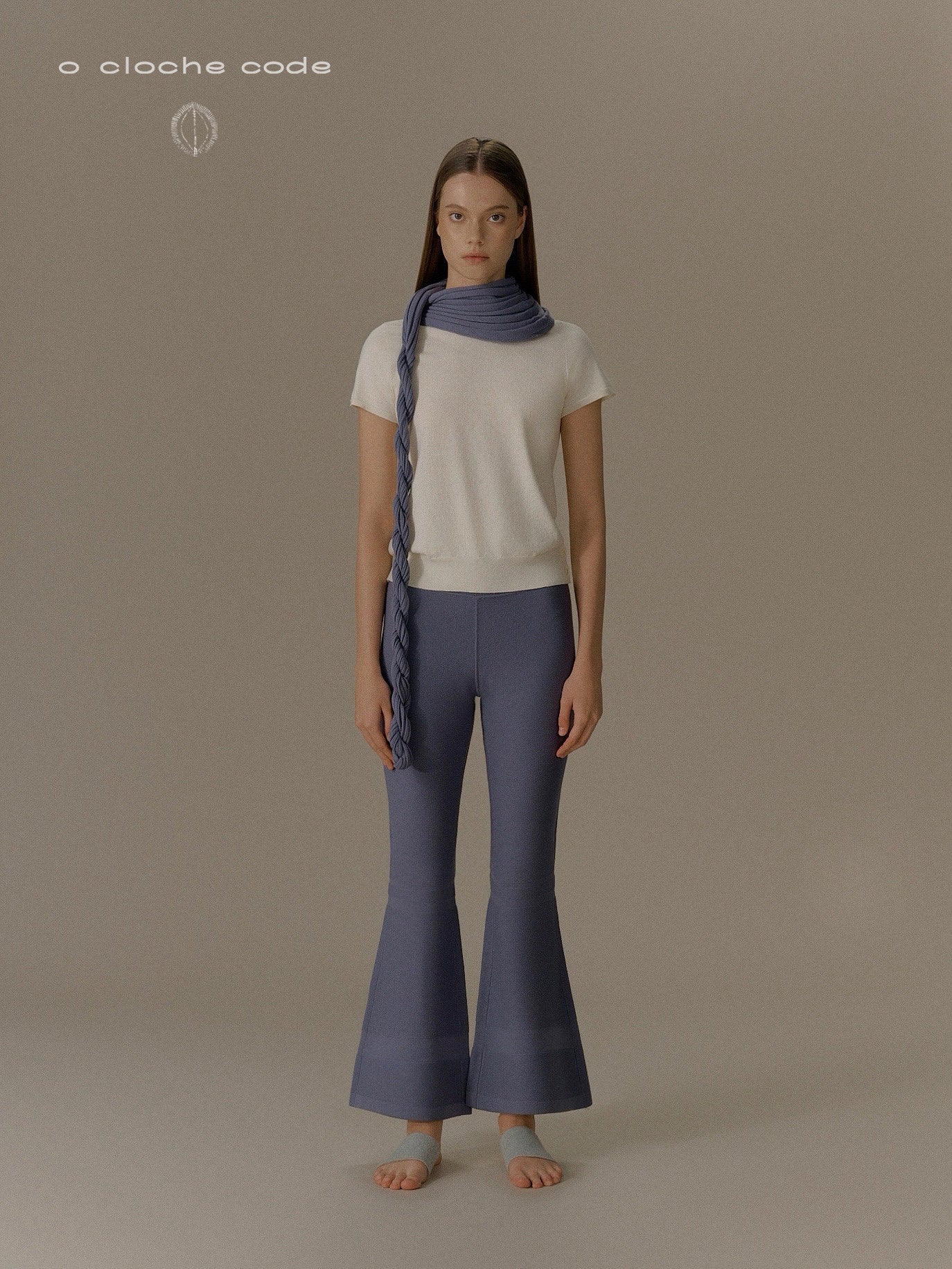 o cloche code 25 Fall/Winter Ponytail Triangle Scarf Merino Wool Knit OCC-OH01S902-FGL FRANCE French Blue - Image 11
