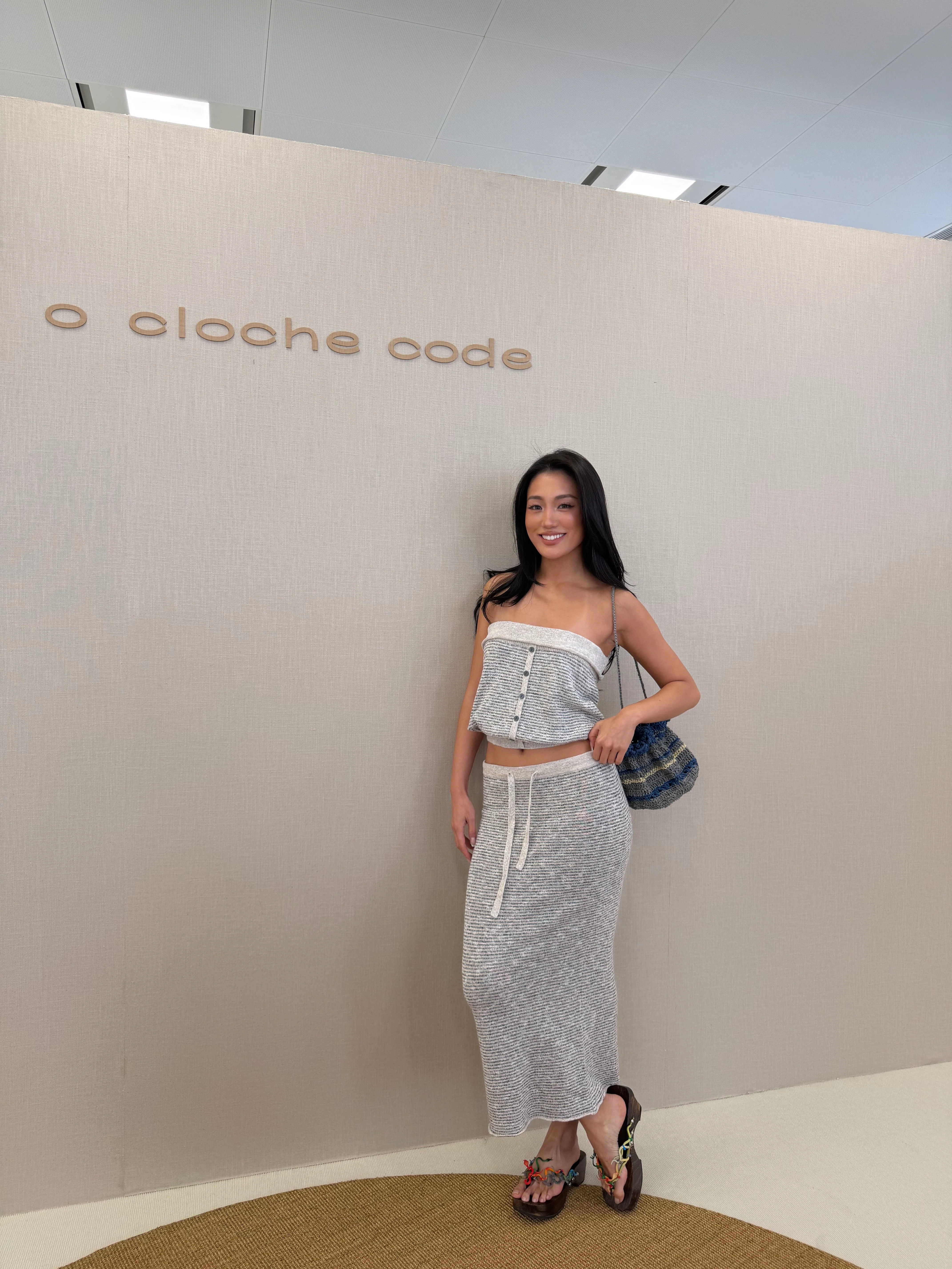 o cloche code 26SS striped tie-waist skirt OCC-OH26SQ035-HBHH H-H floral white/floral gray - Image 12