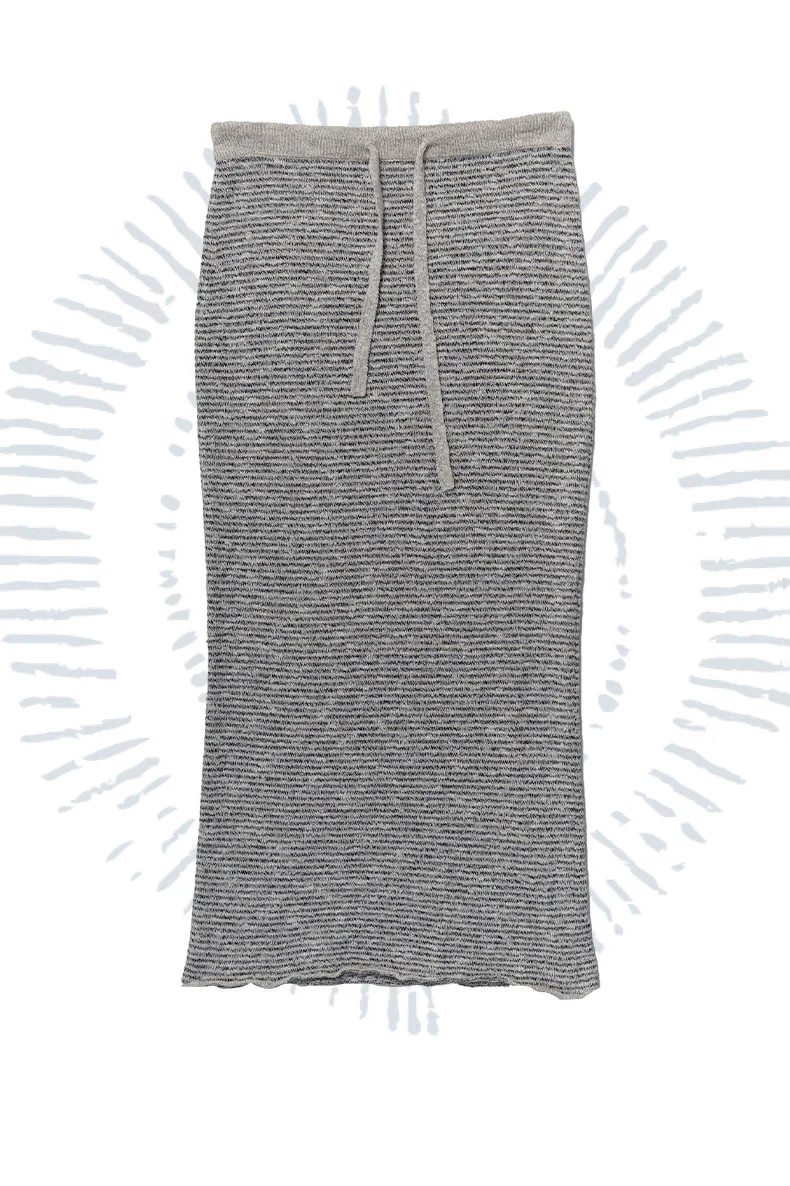 o cloche code 26SS striped tie-waist skirt OCC-OH26SQ035-HBHH H-H floral white/floral gray - Image 5