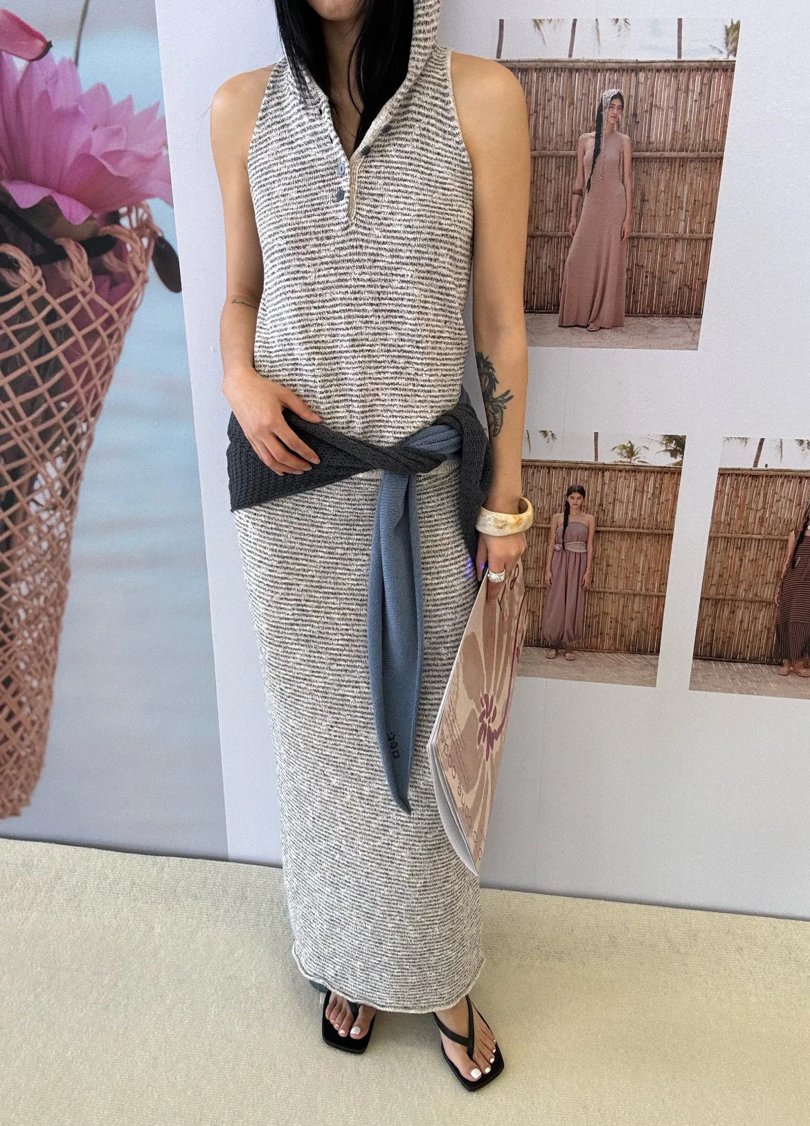 o cloche code 26SS striped tie-waist skirt OCC-OH26SQ035-HBHH H-H floral white/floral gray - Image 8