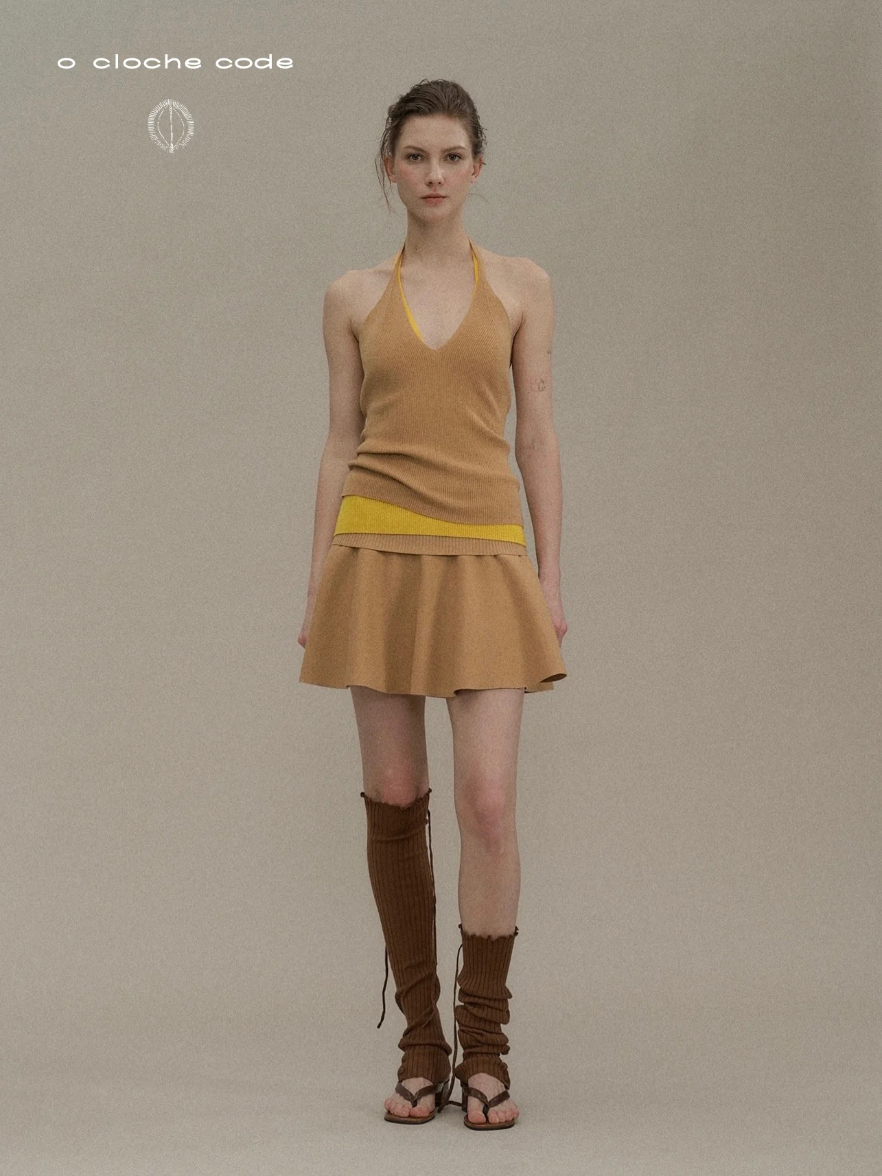 o cloche code wool knit halter neck strap OCC-OH01B808-QT light camel color LIGHT CAMEL - Image 3