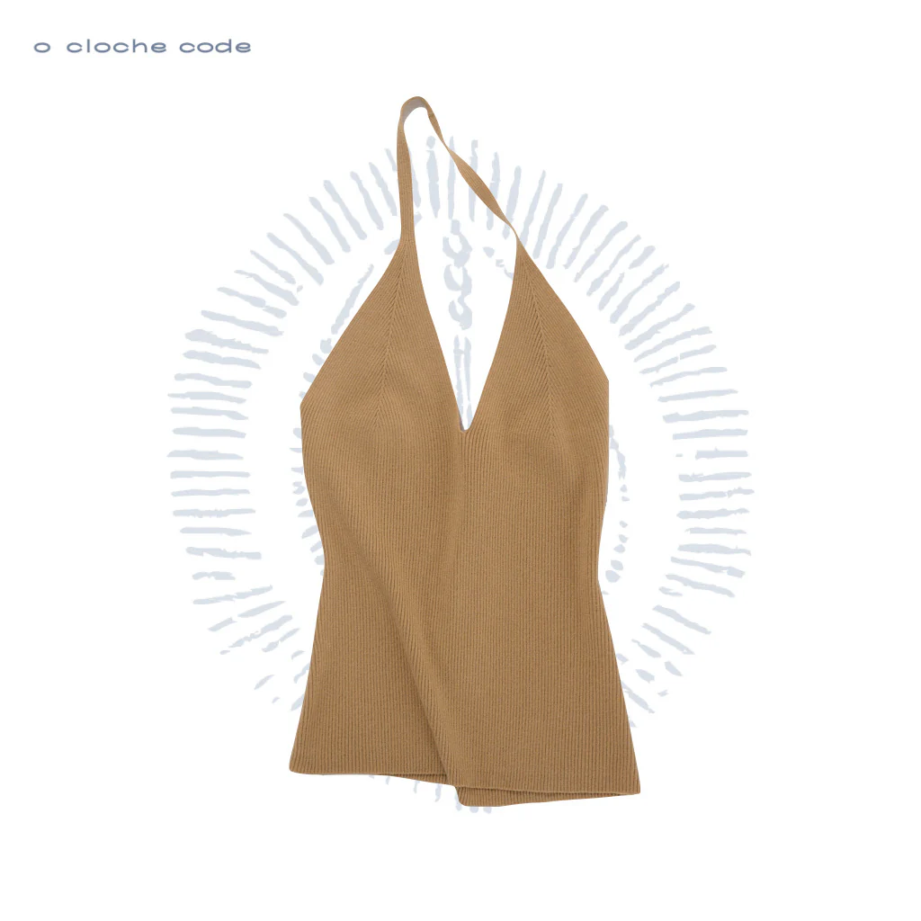 o cloche code wool knit halter neck strap OCC-OH01B808-QT light camel color LIGHT CAMEL - Image 4