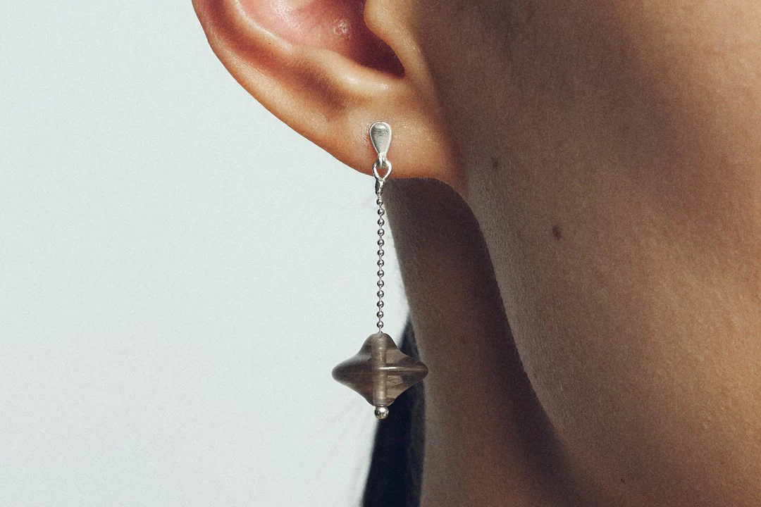 OLIO E ACETO 24 Autumn and Winter Sterling Silver Agate/Smoky Quartz Flying Saucer Fruit Earrings OLIO-OA11E11-CHAYIN Brown/Silver - Image 5