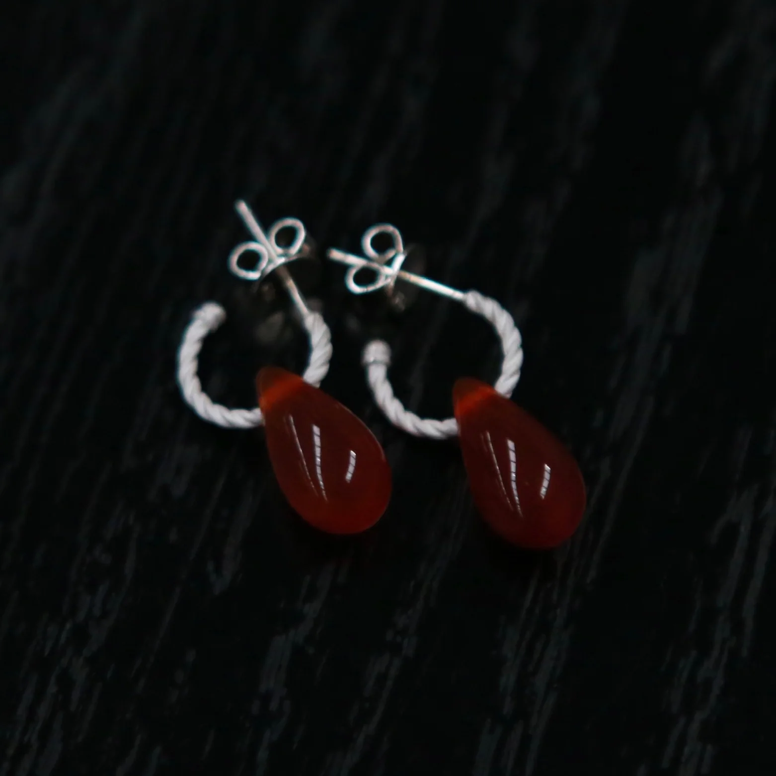 OLIO E ACETO 25 Spring/Summer Sterling Silver Black Onyx Drop Earrings OLIO-OA12E20-HY Red Silver OA12E15 - Image 2