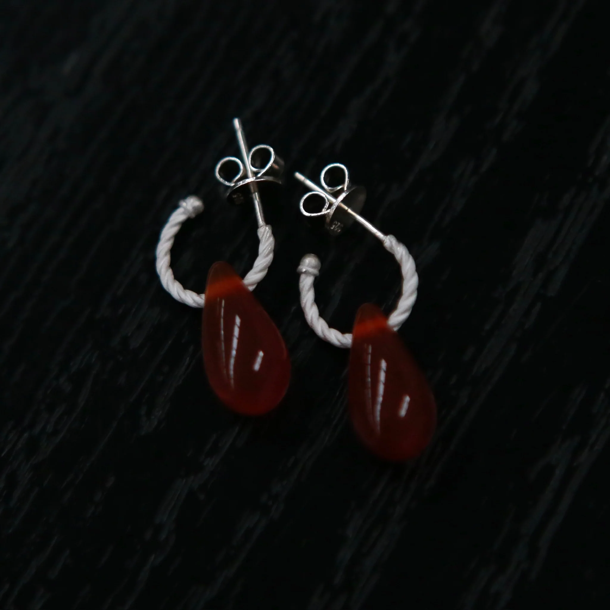 OLIO E ACETO 25 Spring/Summer Sterling Silver Black Onyx Drop Earrings OLIO-OA12E20-HY Red Silver OA12E15 - Image 3