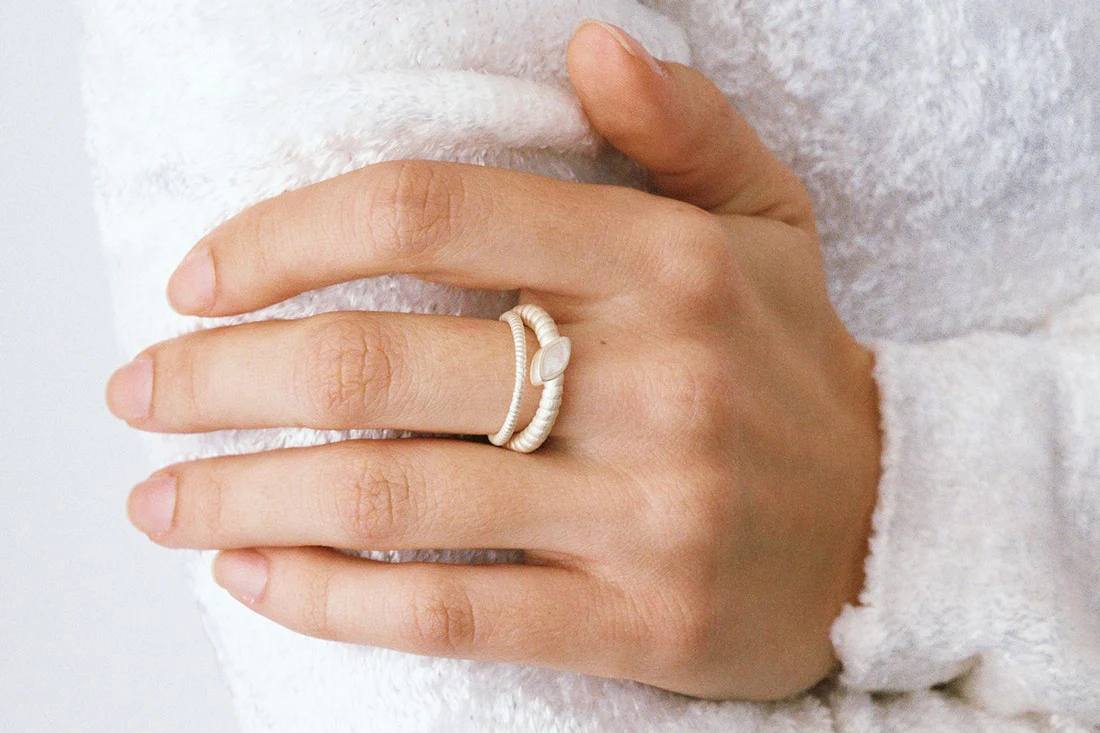OLIO E ACETO sterling silver crystal double ring ring OA10F07 white/silver POEA20 - Image 4