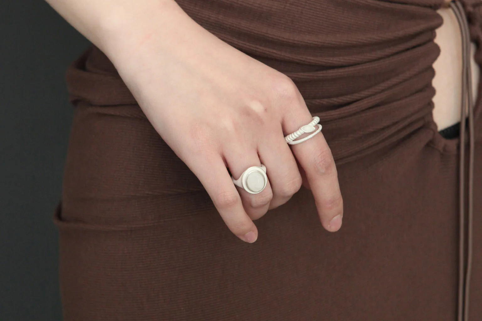 OLIO E ACETO sterling silver crystal double ring ring OA10F07 white/silver POEA20 - Image 5