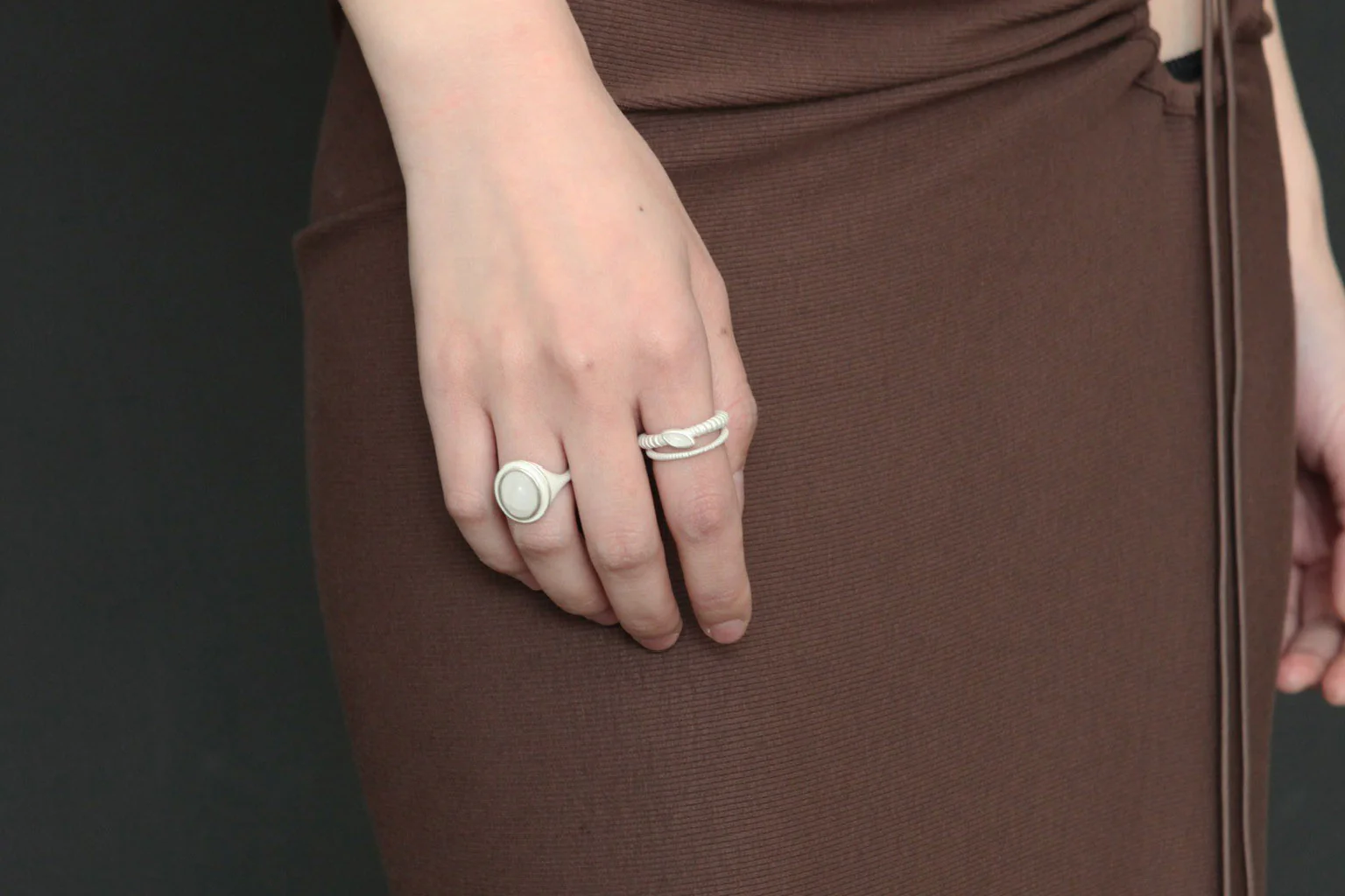 OLIO E ACETO sterling silver crystal double ring ring OA10F07 white/silver POEA20 - Image 6
