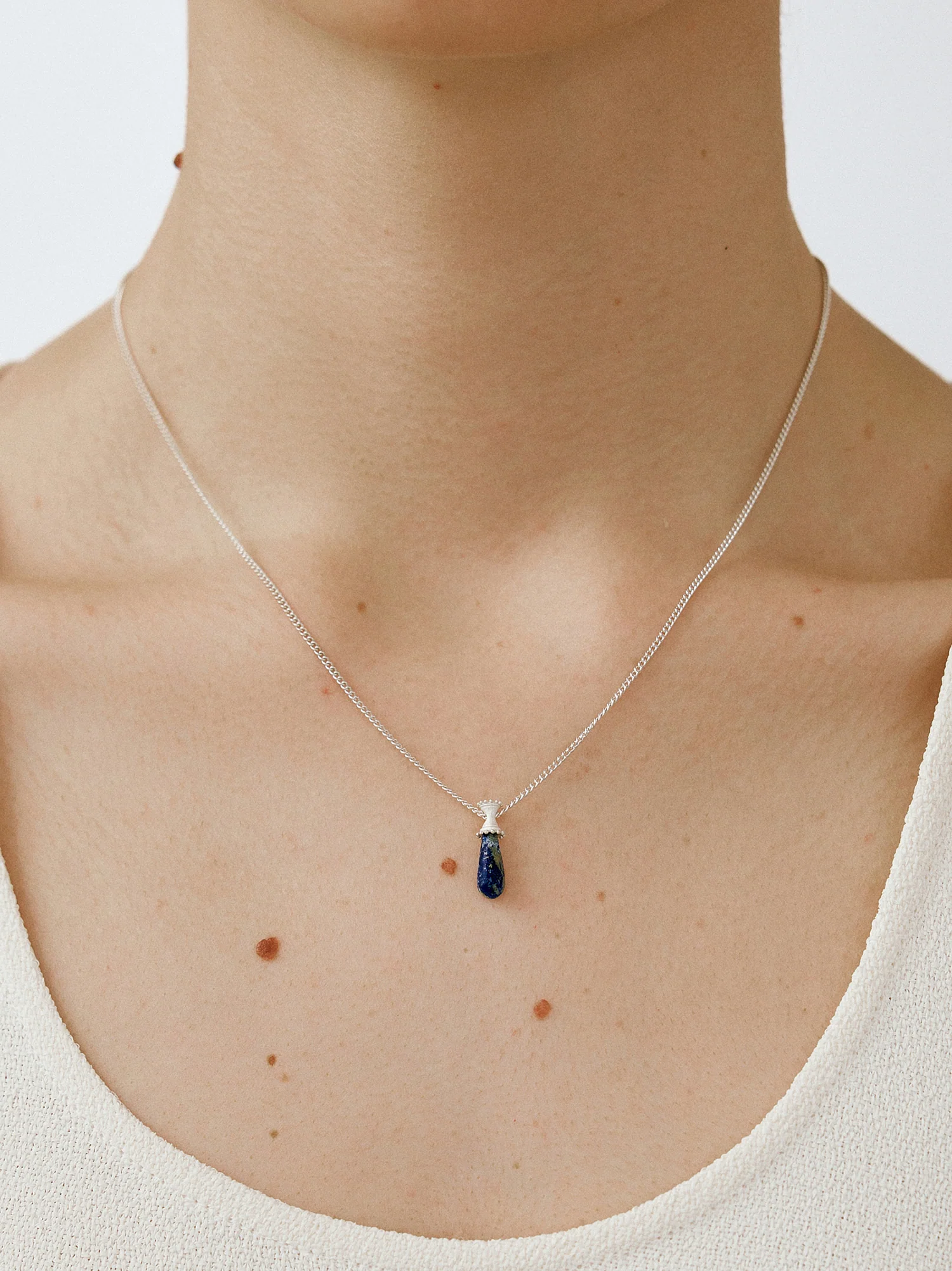 OLIO E ACETO Sterling Silver Quartzite/Lapis Lazuli/Red Snakeskin Jade Morning Dew Pendant Necklace OLIO-OA13N02-YL Blue (OA13N01) - Image 6
