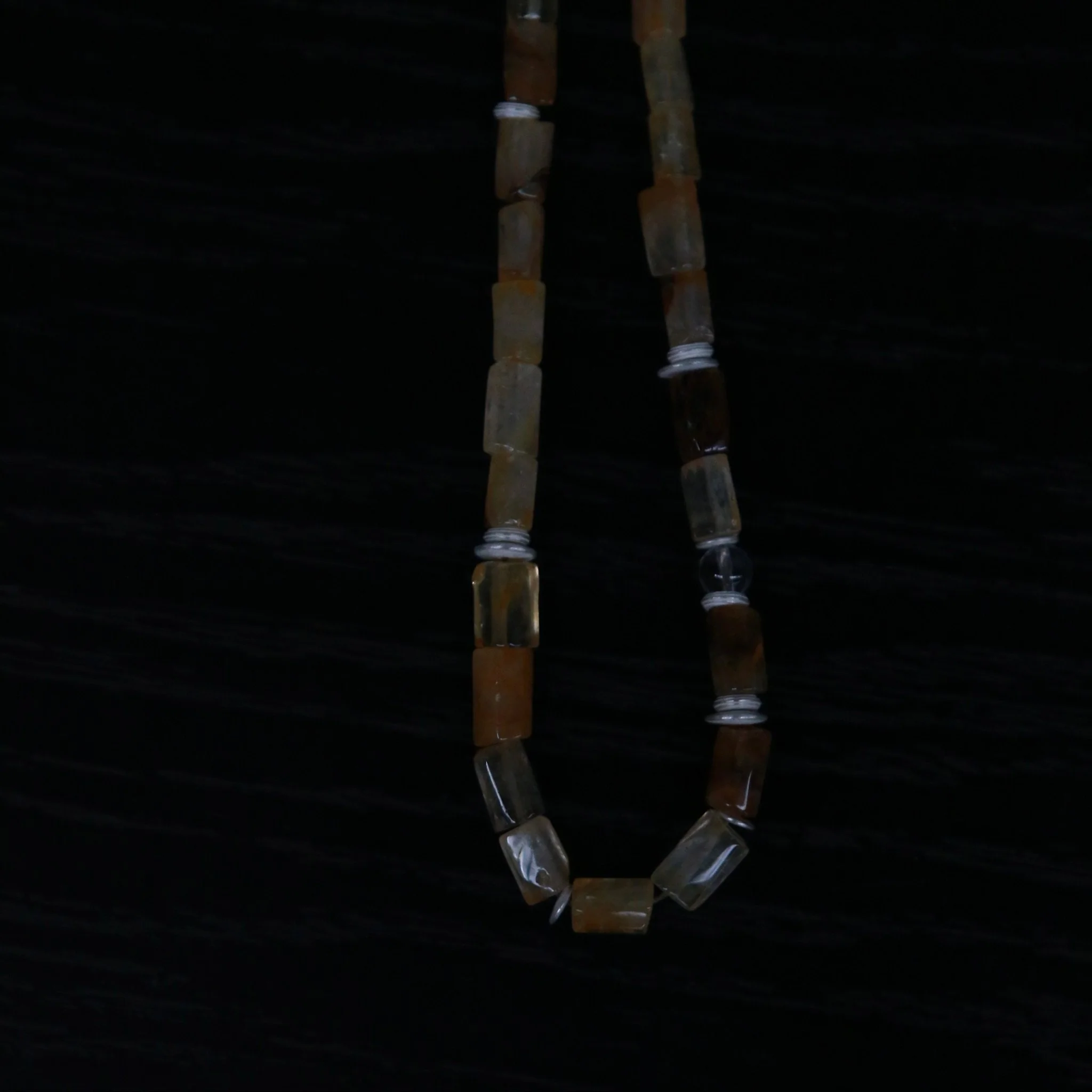 OLIO E ACETO Yellow Gum Flower/Tiger's Eye Silver Beaded Necklace OLIO-OA14N15-YZ Silver/Brown (OLIO-OA14N14) - Image 2
