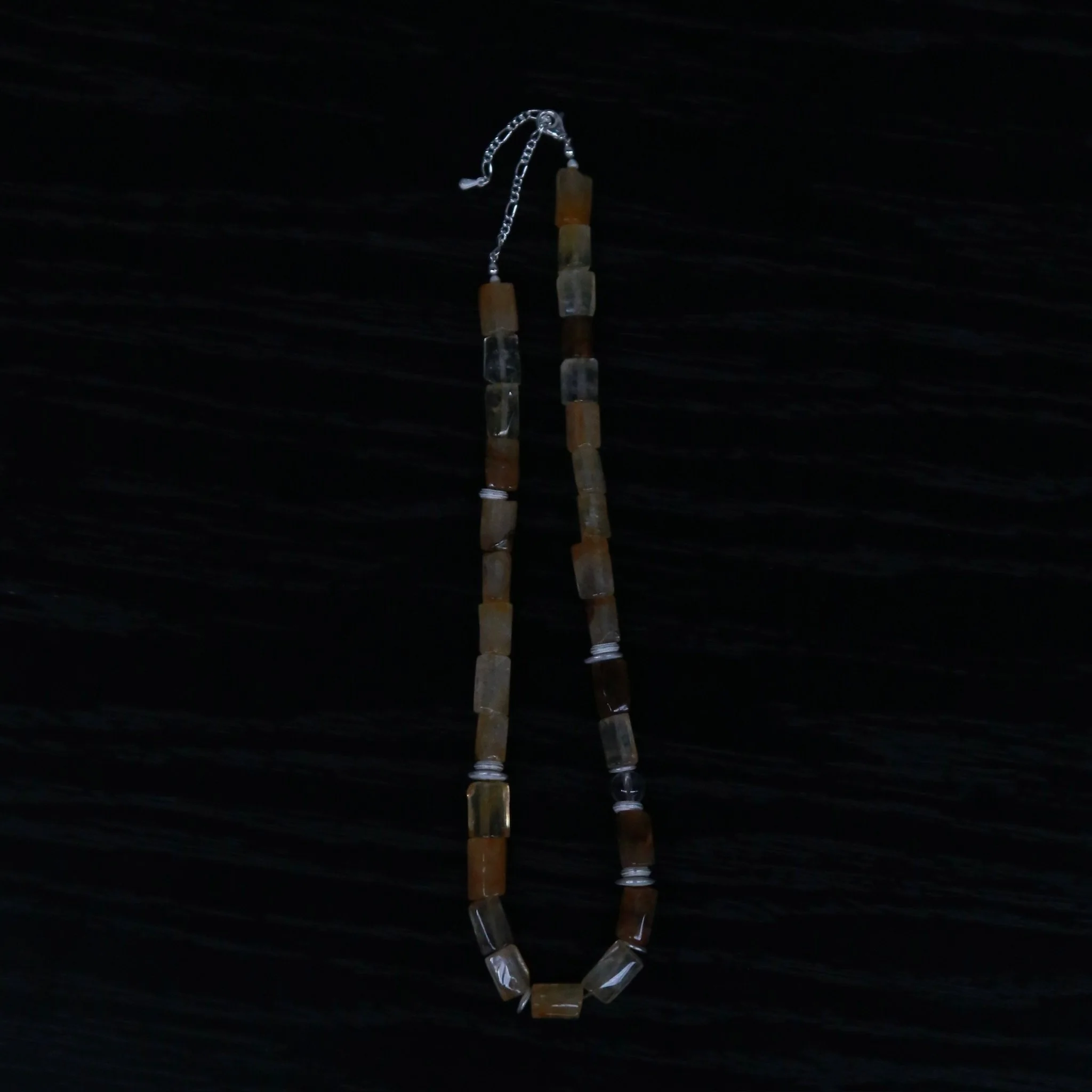 OLIO E ACETO Yellow Gum Flower/Tiger's Eye Silver Beaded Necklace OLIO-OA14N15-YZ Silver/Brown (OLIO-OA14N14) - Image 3