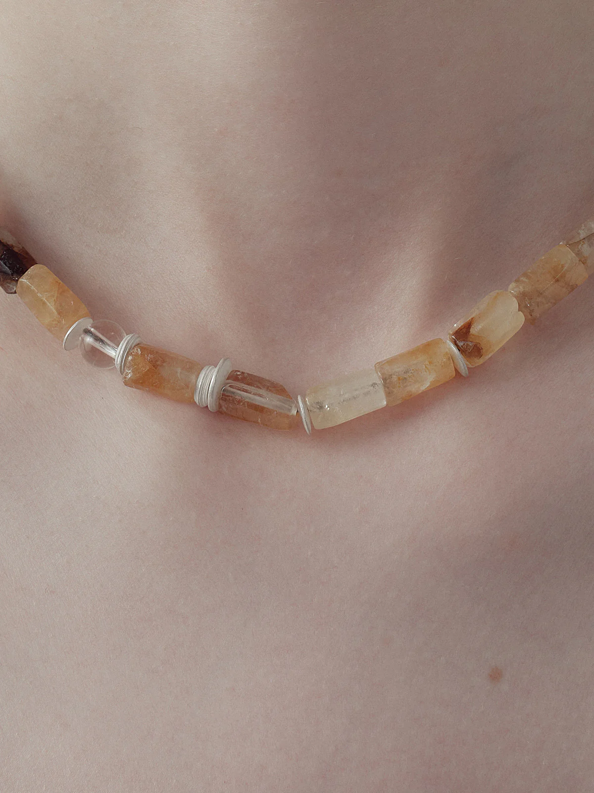 OLIO E ACETO Yellow Gum Flower/Tiger's Eye Silver Beaded Necklace OLIO-OA14N15-YZ Silver/Brown (OLIO-OA14N14) - Image 5