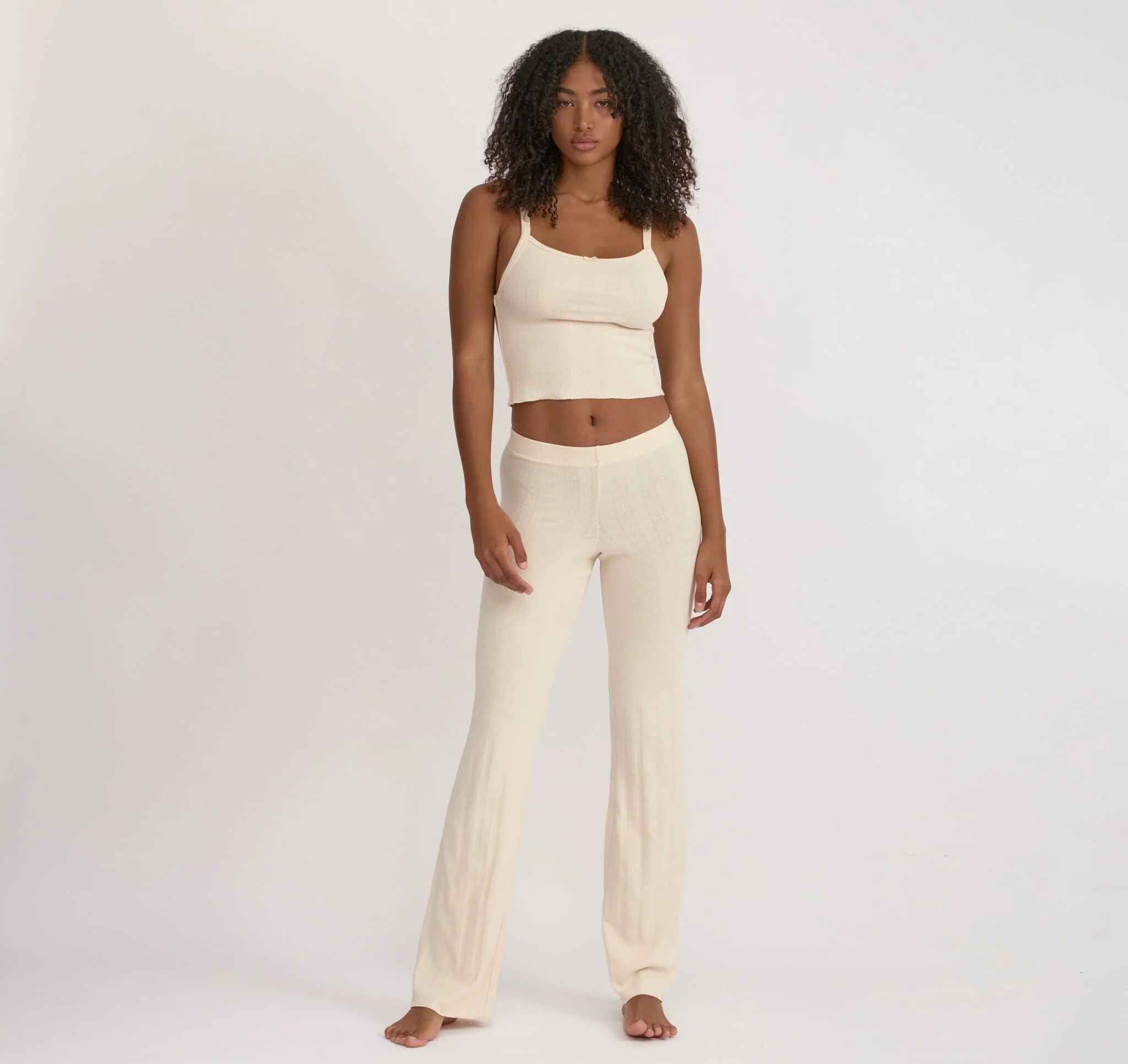 ORGANIC BASICS Spring/Summer 2026 Knitted Lace Top/Openwork Straight Leg Pants OB-OB420036-Cloud Pants - Image 6