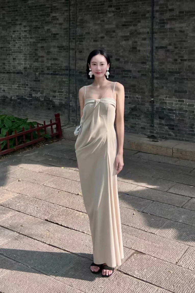 OUDE WAAG 24 Autumn and Winter Asymmetric Drape Dress OW-24AW- DS19A1WI180-MH POW1 Beige Gray OW-24AW-DS02P1PK220 - Image 14
