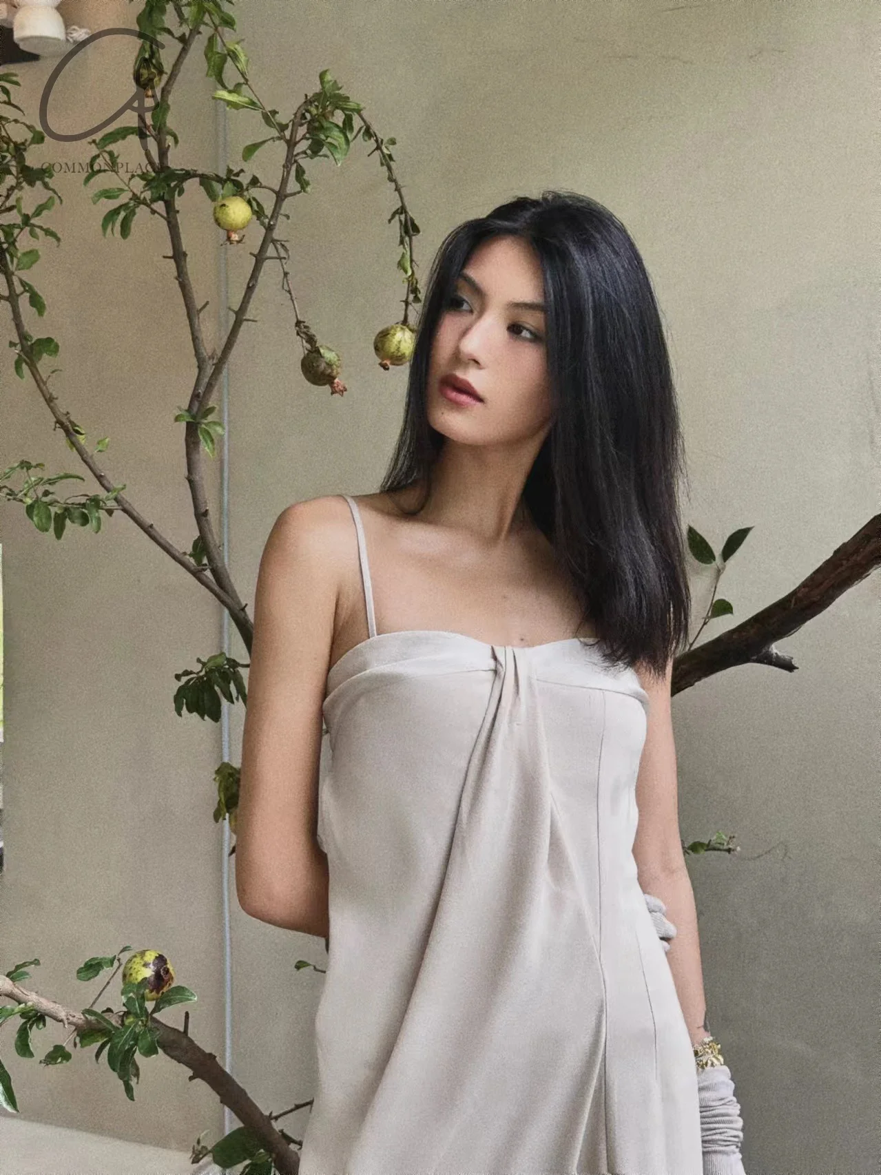 OUDE WAAG 24 Autumn and Winter Asymmetric Drape Dress OW-24AW- DS19A1WI180-MH POW1 Beige Gray OW-24AW-DS02P1PK220 - Image 16