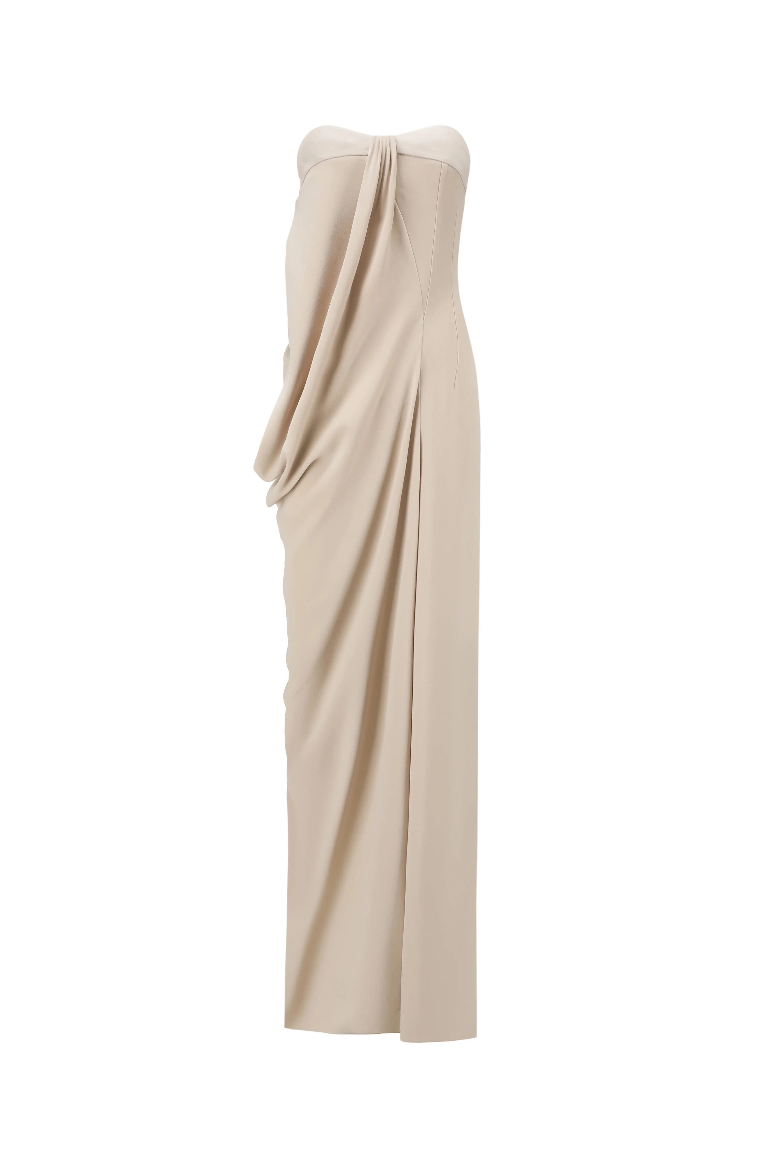 OUDE WAAG 24 Autumn and Winter Asymmetric Drape Dress OW-24AW- DS19A1WI180-MH POW1 Beige Gray OW-24AW-DS02P1PK220 - Image 5