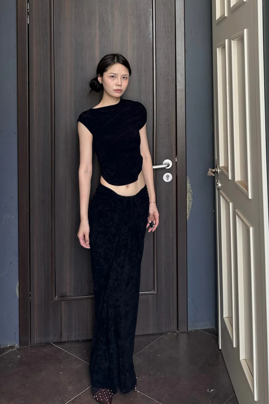 OUDE WAAG 24 Autumn and Winter Draped Knit Skirt Series OW-OW-24AW-SK02-HEI Black - Image 19