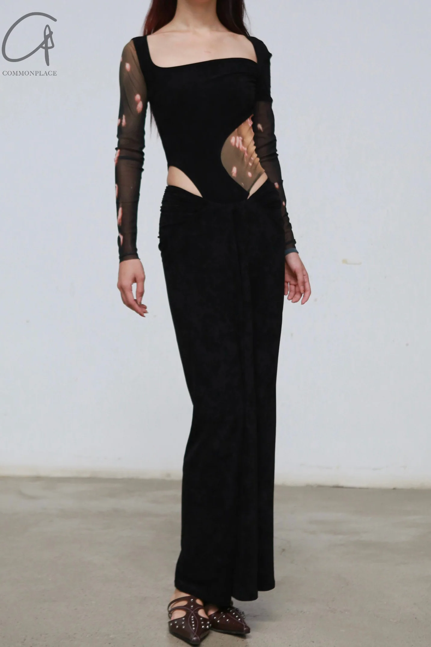 OUDE WAAG 24 Autumn and Winter Draped Knit Skirt Series OW-OW-24AW-SK02-HEI Black - Image 4