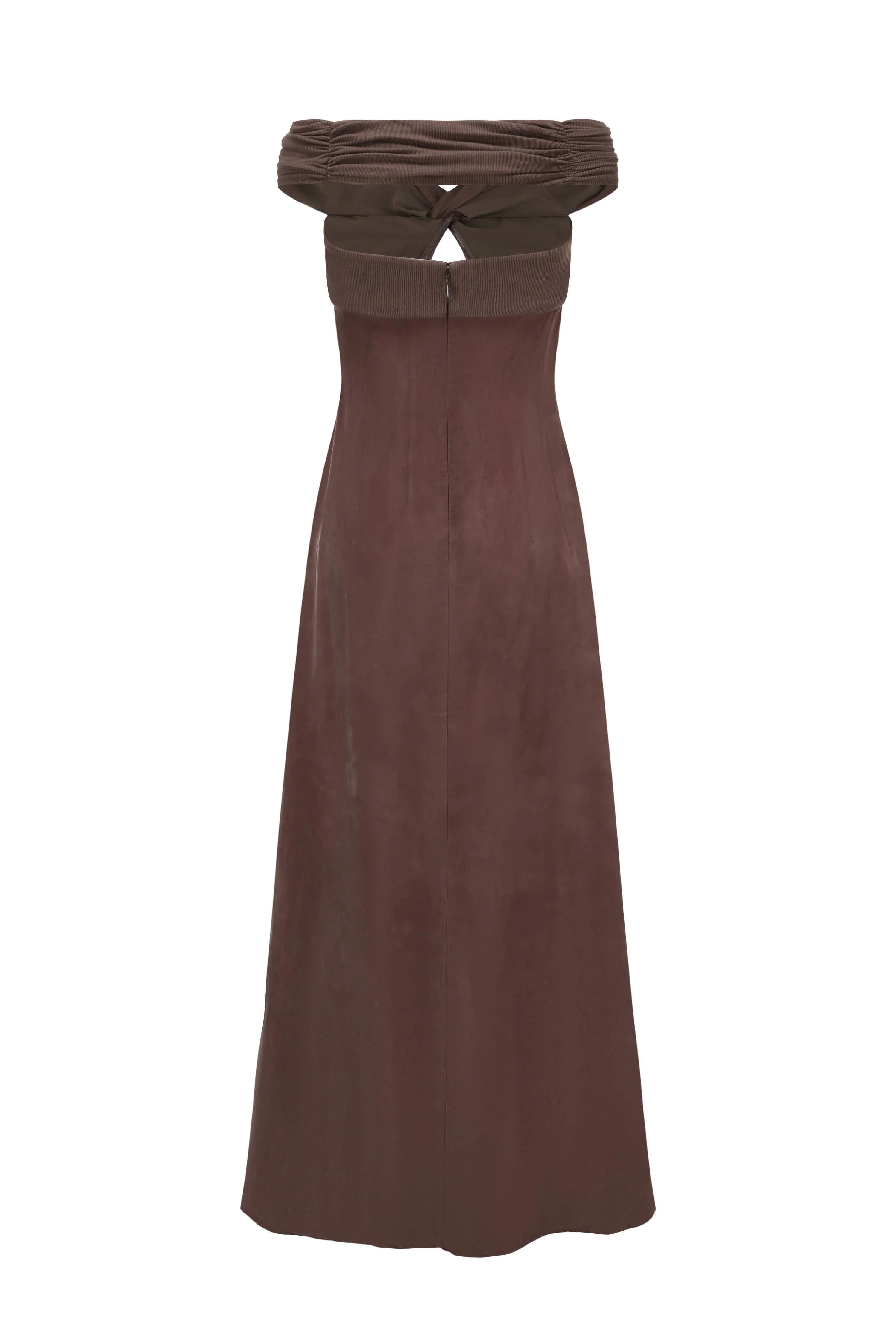 OUDE WAAG 24 autumn and winter knot patchwork dress OW-OW-24AW-DS21R1BR440-KAFEI coffee color - Image 2