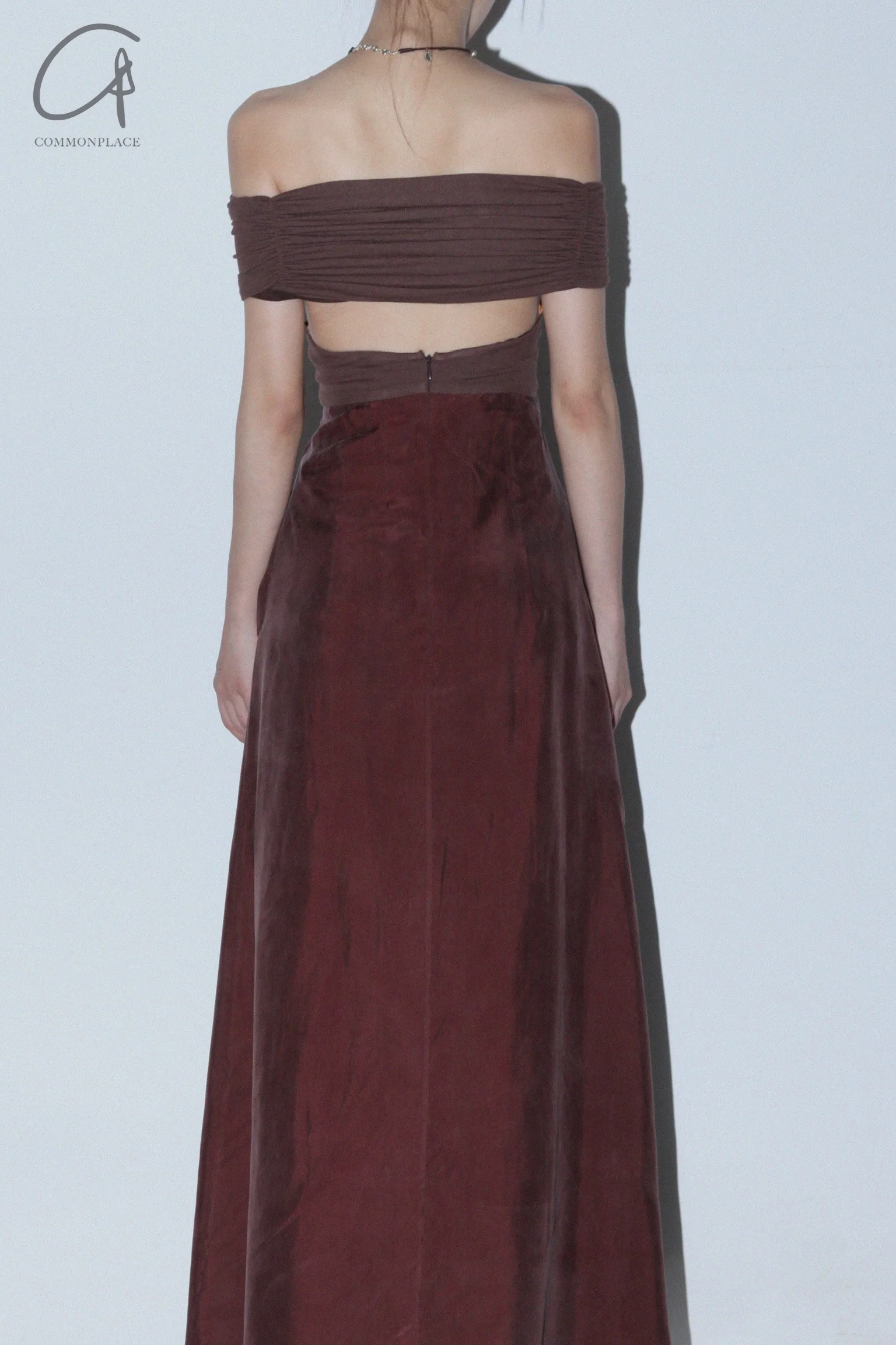 OUDE WAAG 24 autumn and winter knot patchwork dress OW-OW-24AW-DS21R1BR440-KAFEI coffee color - Image 4