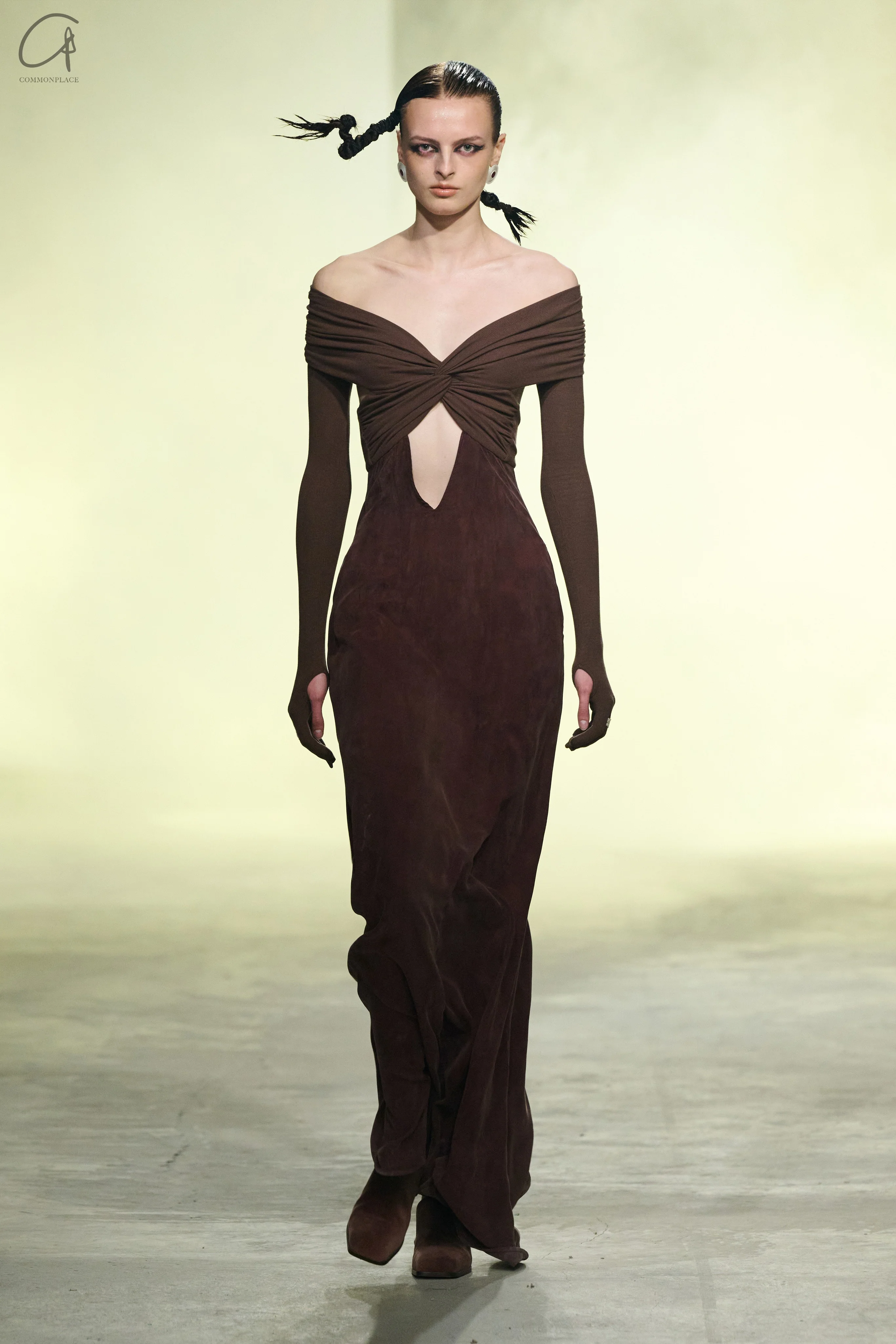 OUDE WAAG 24 autumn and winter knot patchwork dress OW-OW-24AW-DS21R1BR440-KAFEI coffee color - Image 7