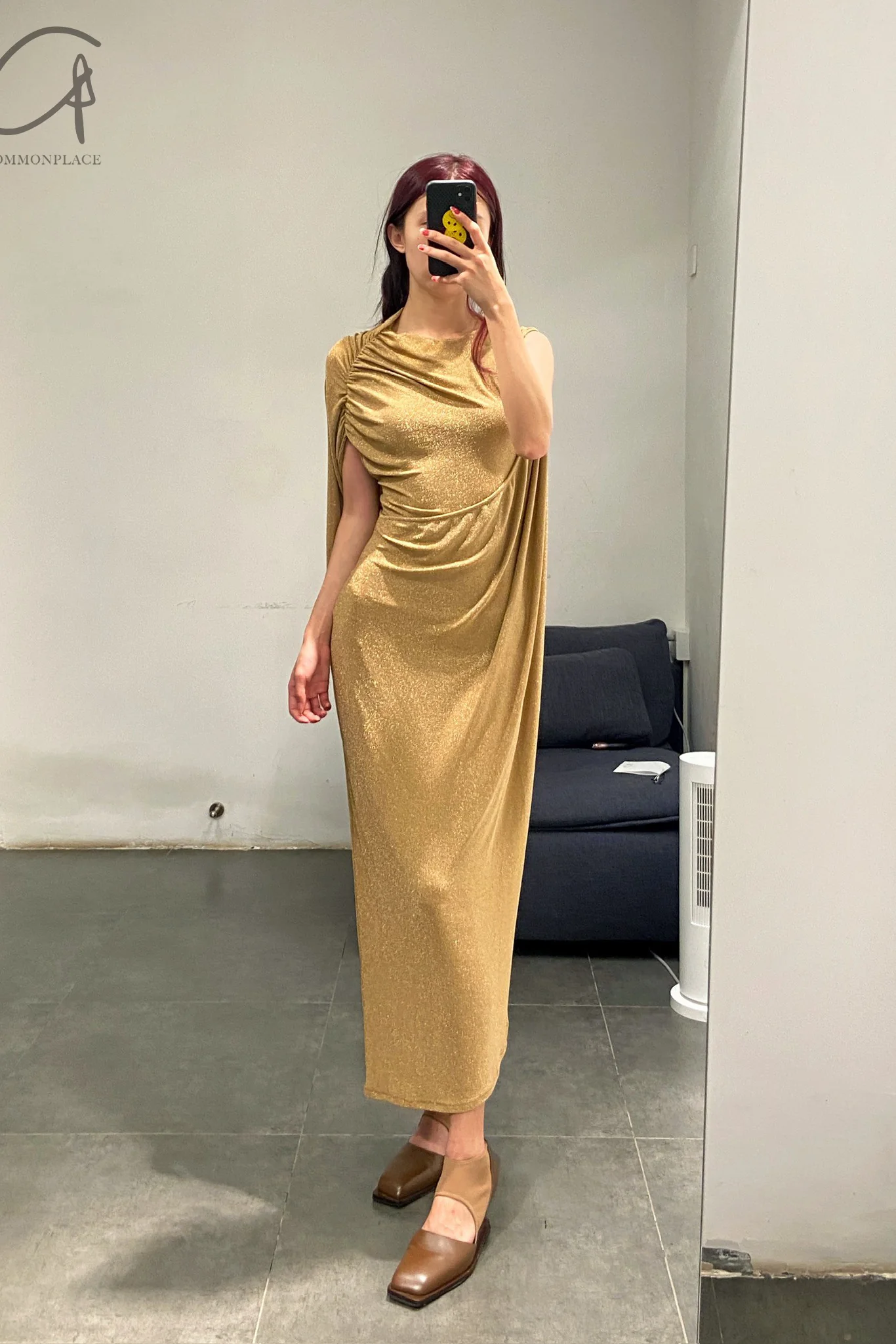 OUDE WAAG 24 Autumn and Winter Monk Knit Dress OW-OW-24AW-DS05-JIN Gold - Image 11