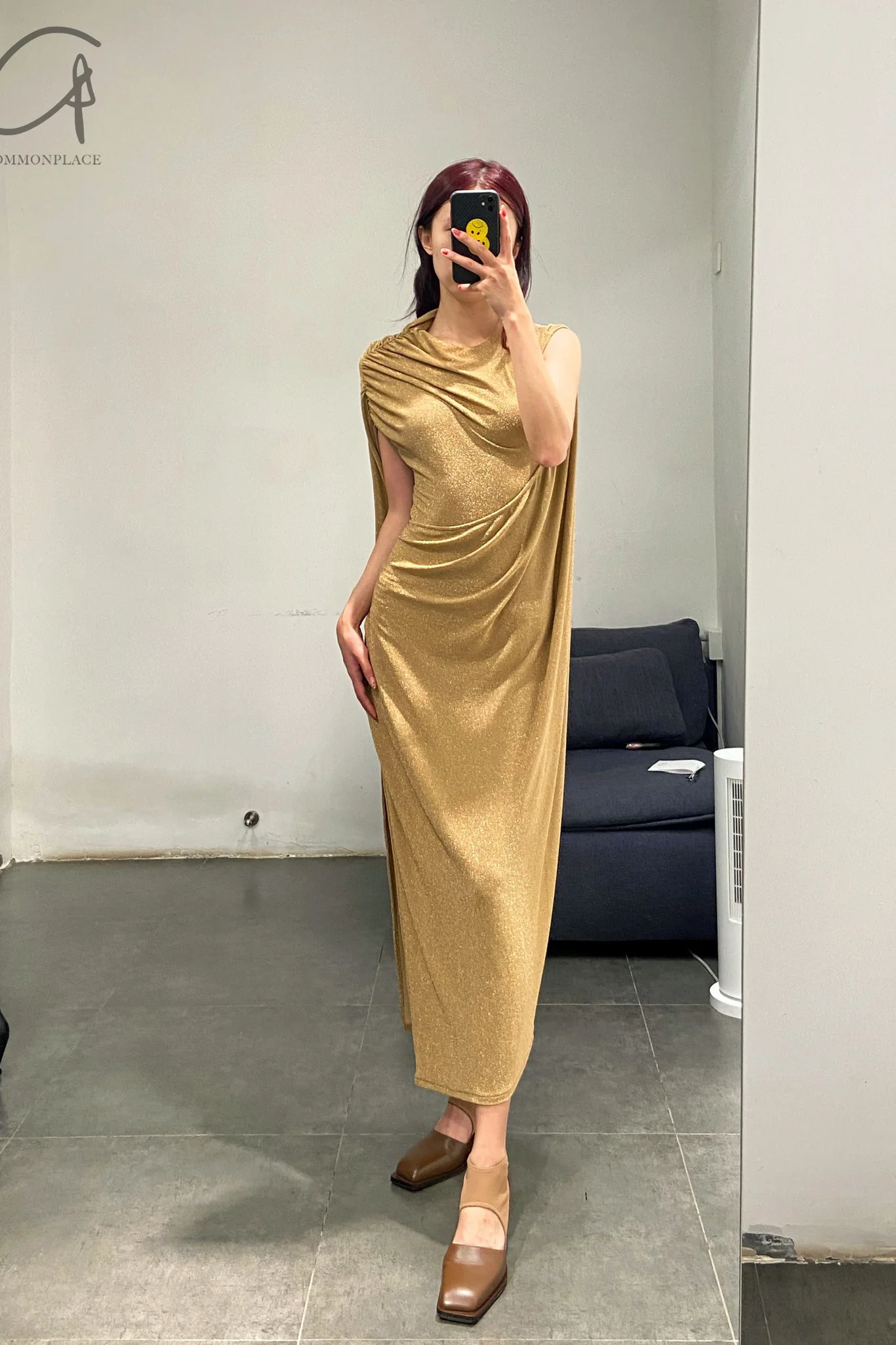 OUDE WAAG 24 Autumn and Winter Monk Knit Dress OW-OW-24AW-DS05-JIN Gold - Image 9