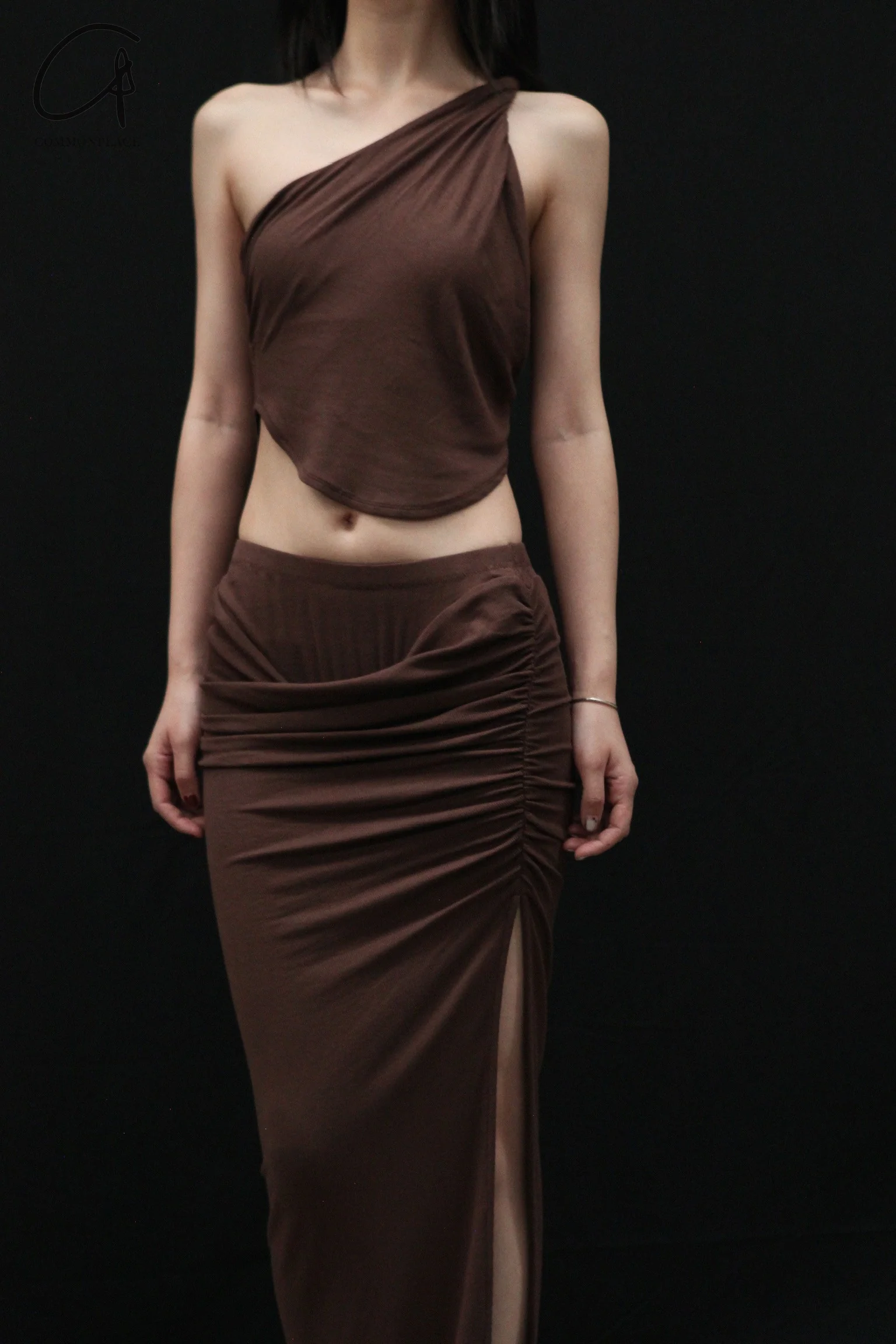 OUDE WAAG 24 Autumn and Winter One Shoulder Knot Vest OW-24AW -TP08R1BR440 Coffee OW-24AW -TP08 - Image 4