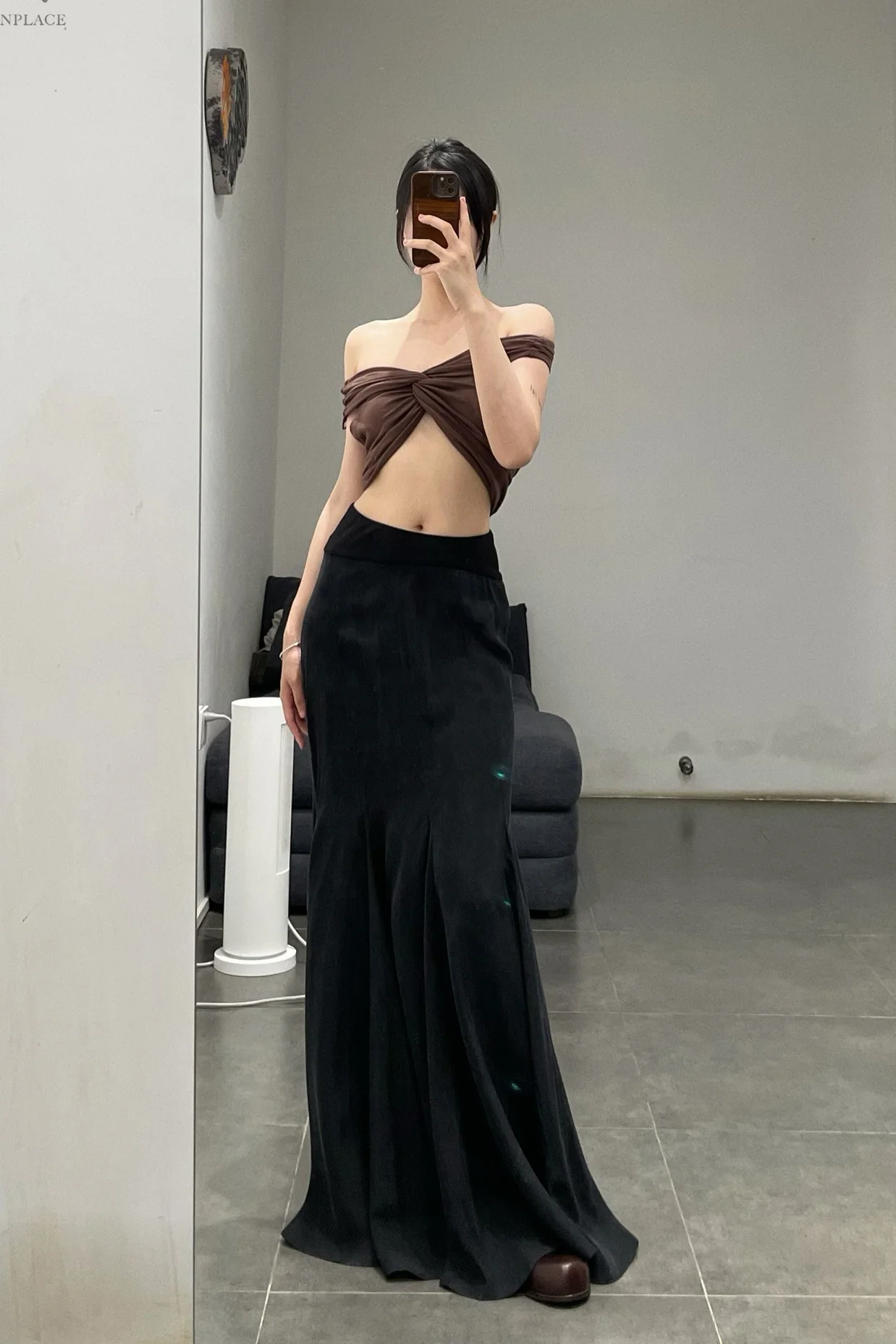 OUDE WAAG 24 Autumn and Winter Splicing Cupro-Ammonium Silk Fishtail Skirt Series OW-24AW -SK15C2BL900-HEI Black OW-24AW -SK15 - Image 19