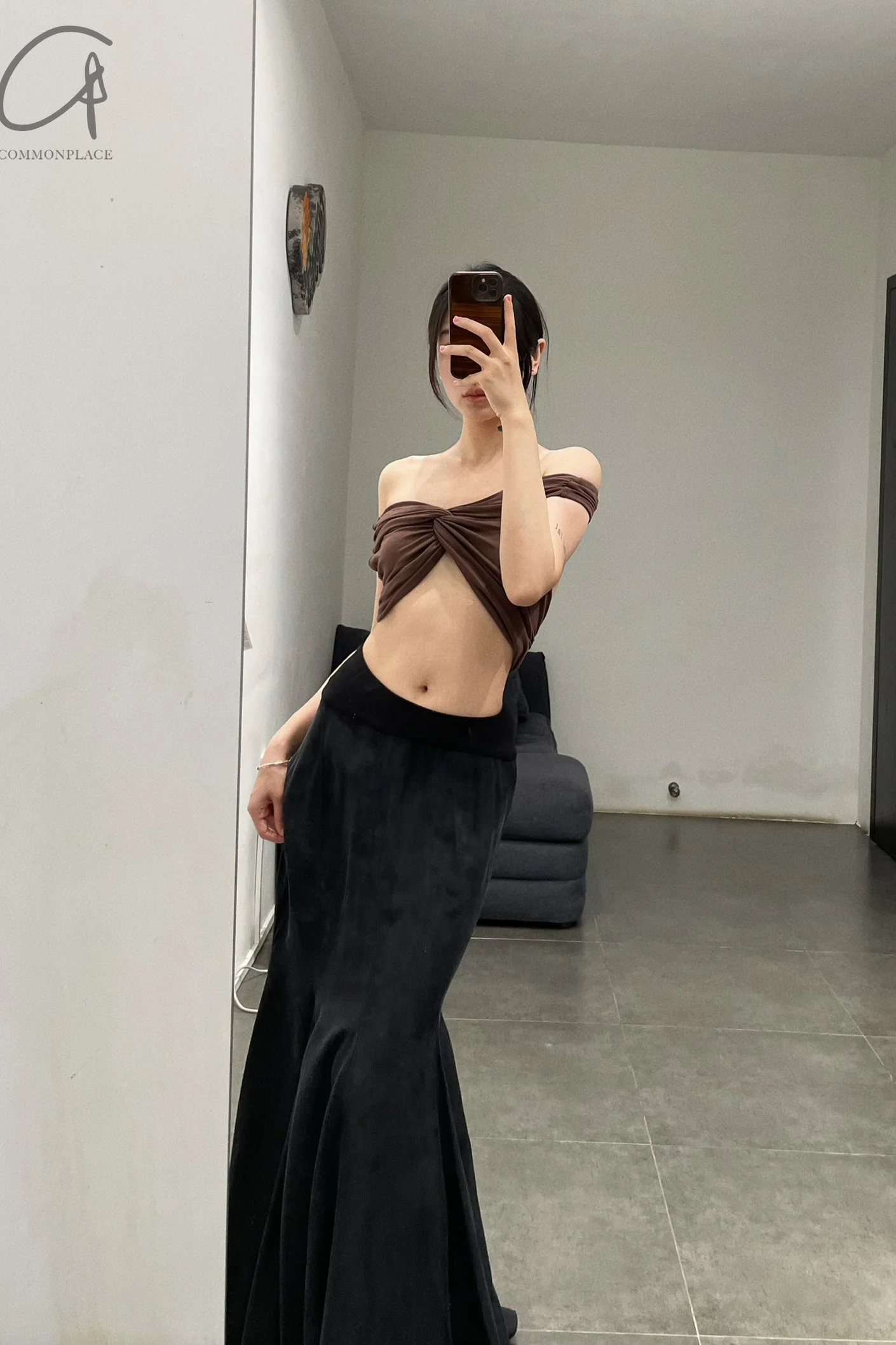 OUDE WAAG 24 Autumn and Winter Splicing Cupro-Ammonium Silk Fishtail Skirt Series OW-24AW -SK15C2BL900-HEI Black OW-24AW -SK15 - Image 20