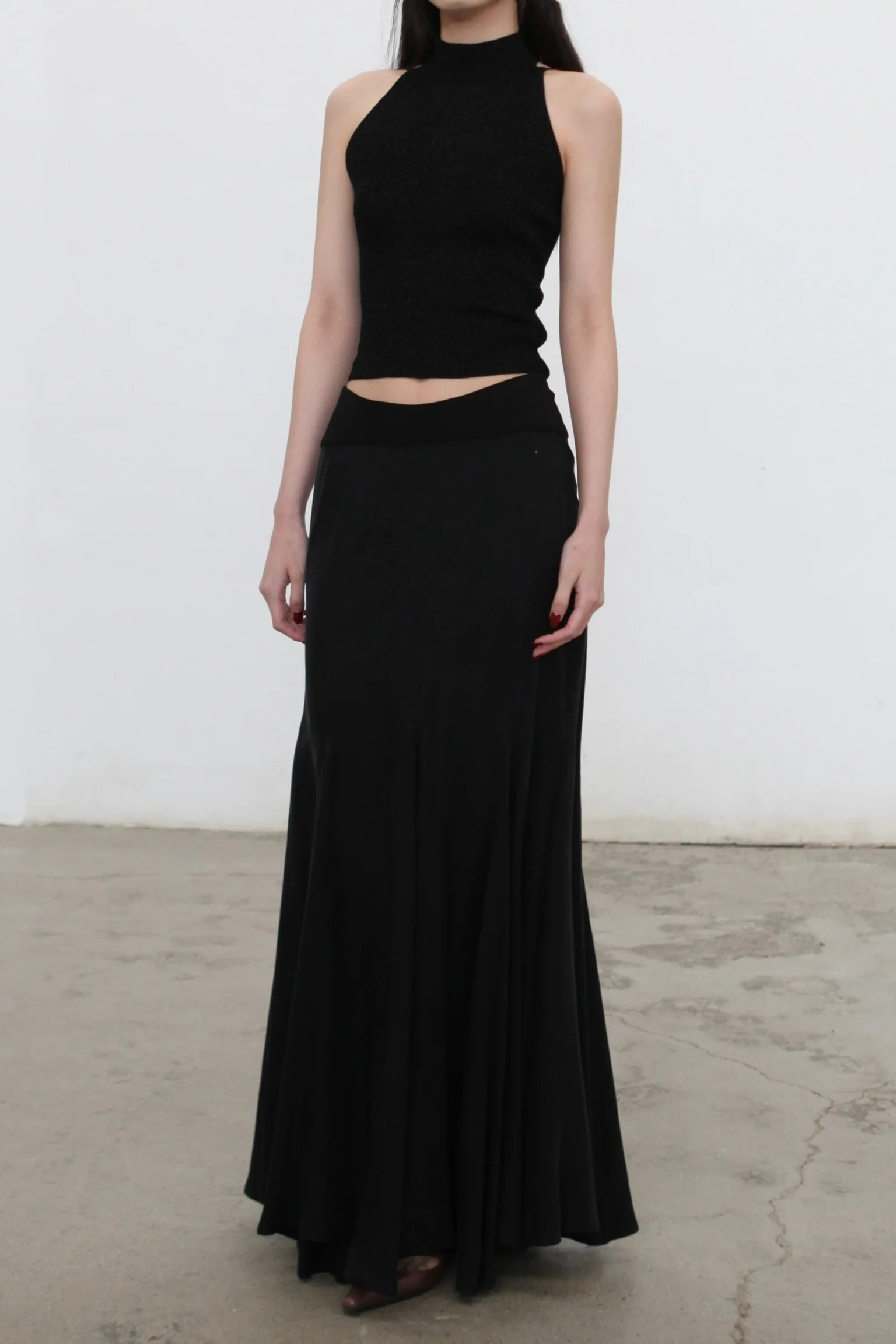 OUDE WAAG 24 Autumn and Winter Splicing Cupro-Ammonium Silk Fishtail Skirt Series OW-24AW -SK15C2BL900-HEI Black OW-24AW -SK15 - Image 6