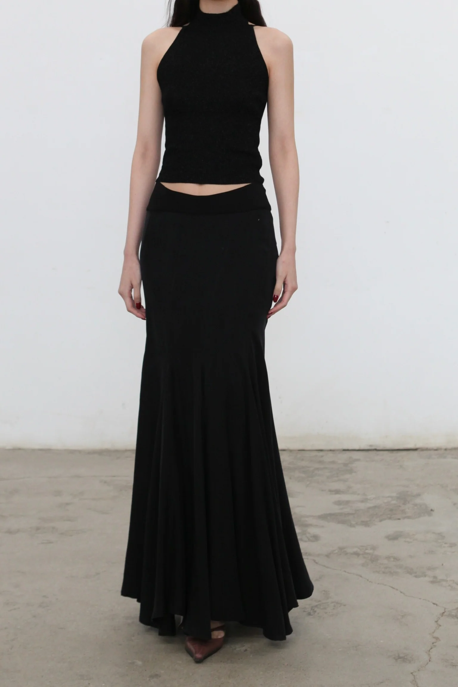 OUDE WAAG 24 Autumn and Winter Splicing Cupro-Ammonium Silk Fishtail Skirt Series OW-24AW -SK15C2BL900-HEI Black OW-24AW -SK15 - Image 7