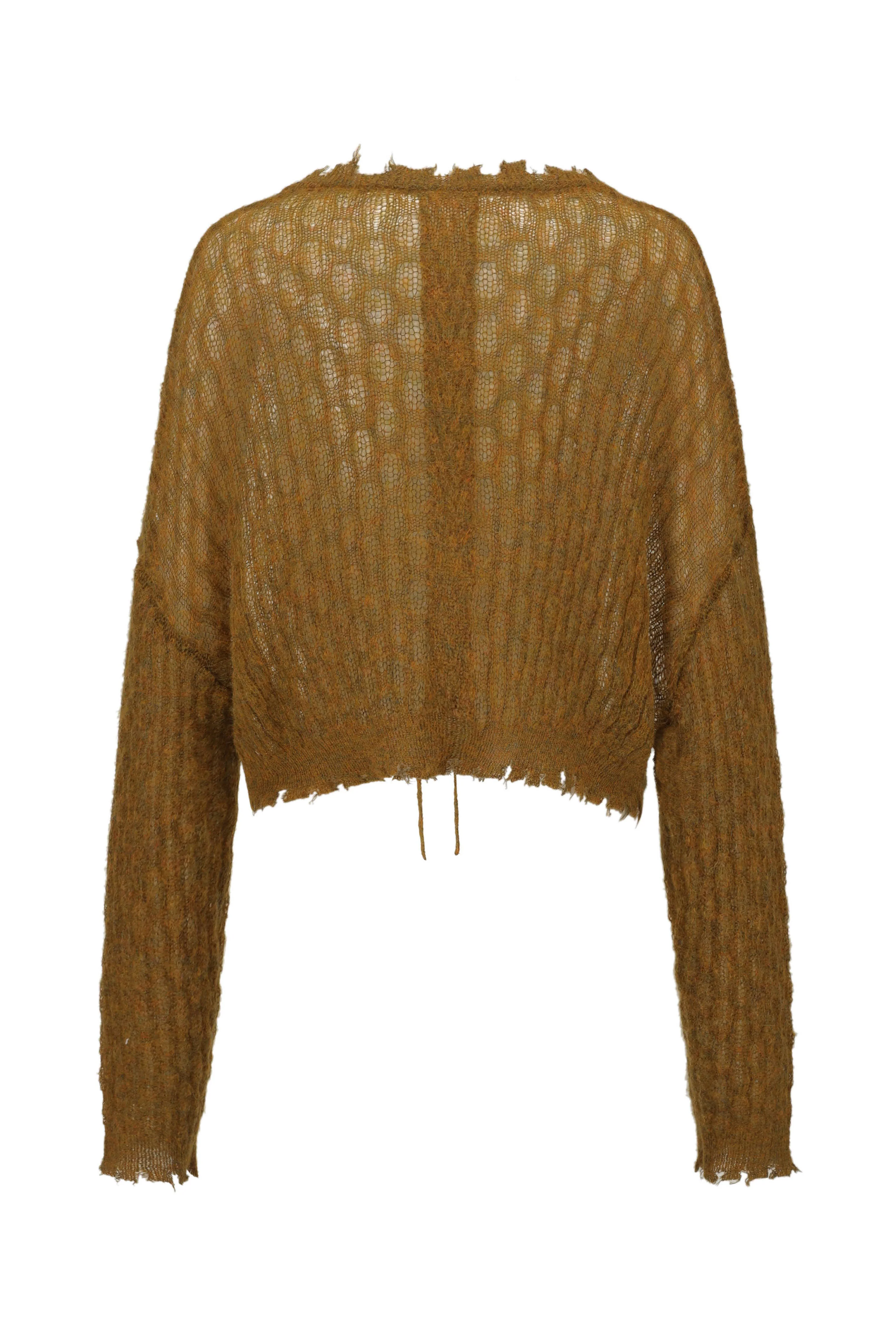 OUDE WAAG 24 Autumn and Winter Thin Wool Knit Cardigan OW-OW-24AW-KT03-HUANGLV Yellow Green - Image 2