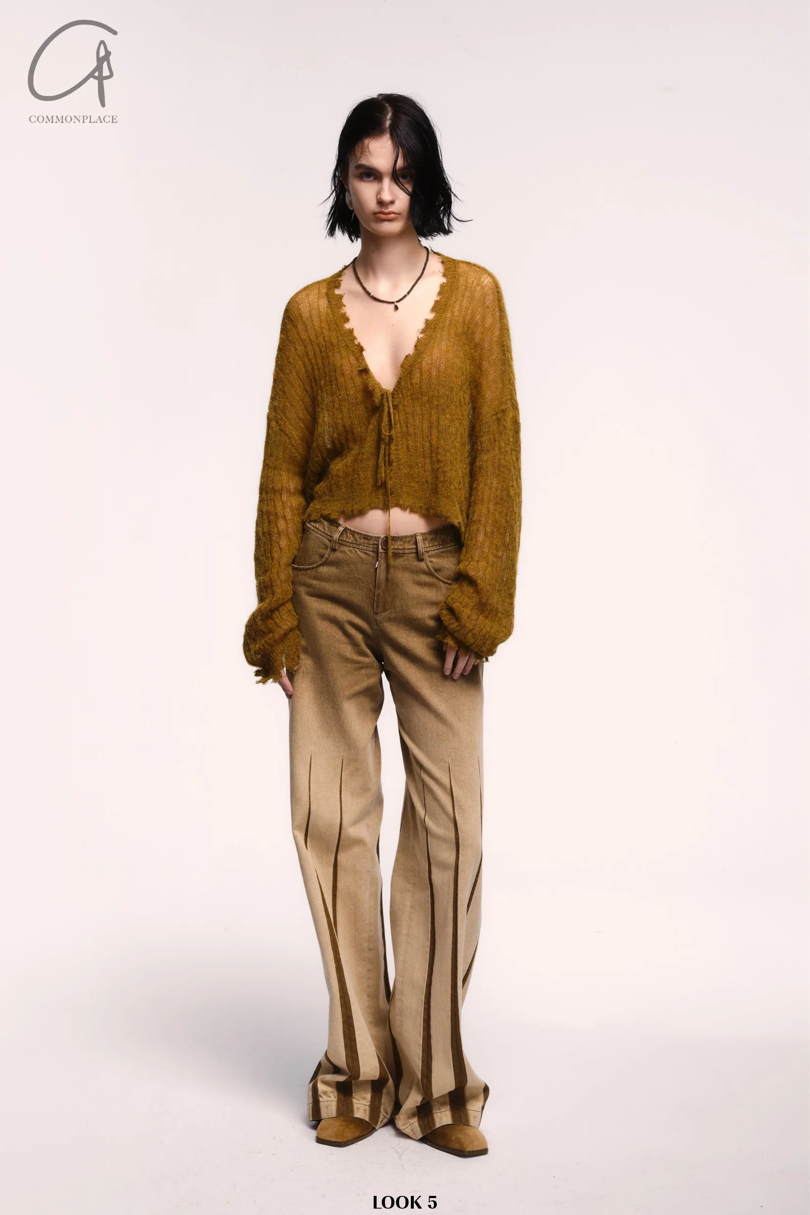 OUDE WAAG 24 Autumn and Winter Thin Wool Knit Cardigan OW-OW-24AW-KT03-HUANGLV Yellow Green - Image 8
