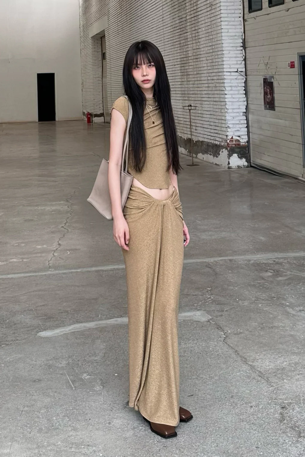 OUDE WAAG 24 autumn and winter velvet pleated top OW-OW-24AW-TP09-JIN gold - Image 11