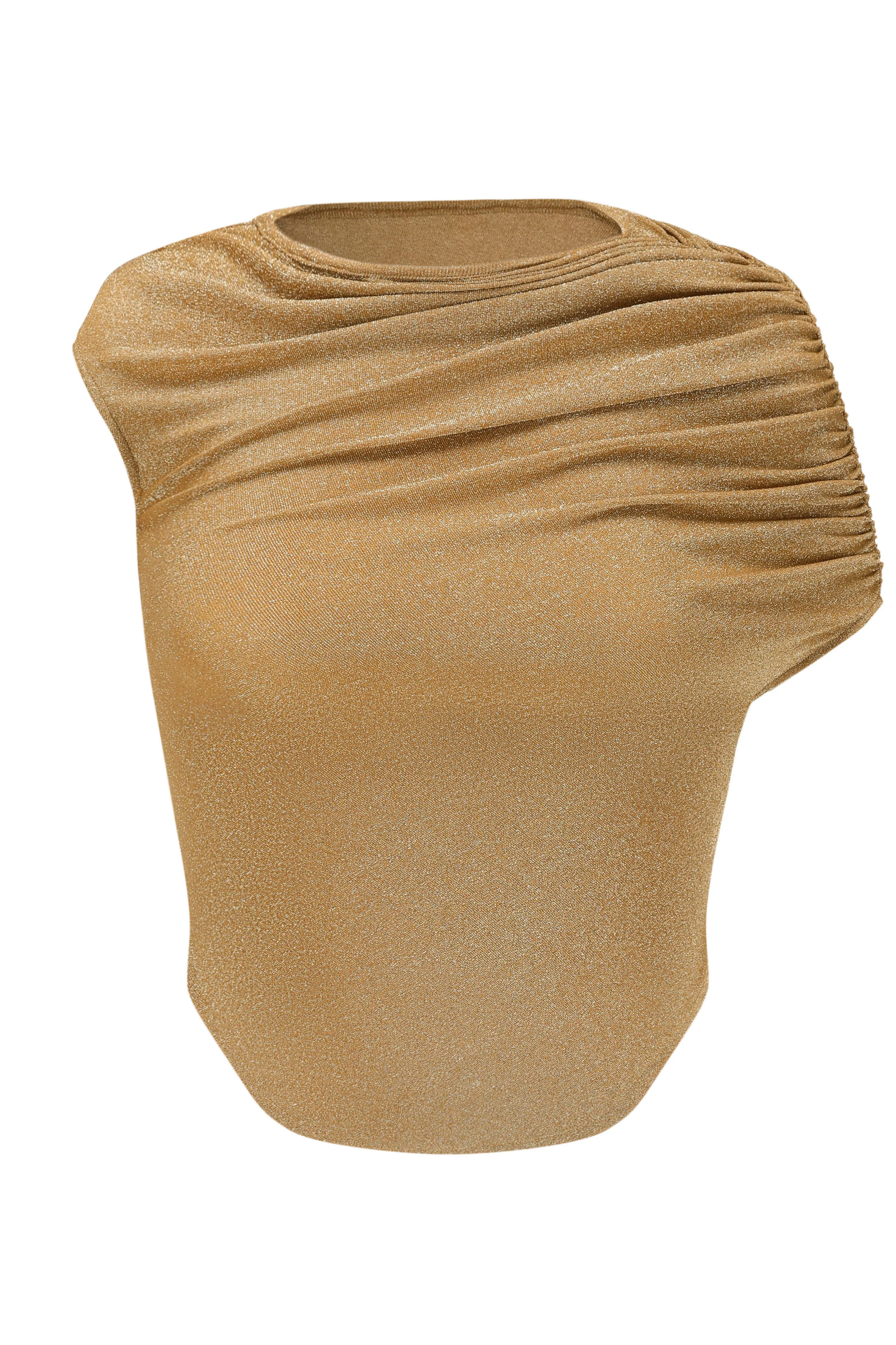 OUDE WAAG 24 autumn and winter velvet pleated top OW-OW-24AW-TP09-JIN gold - Image 4