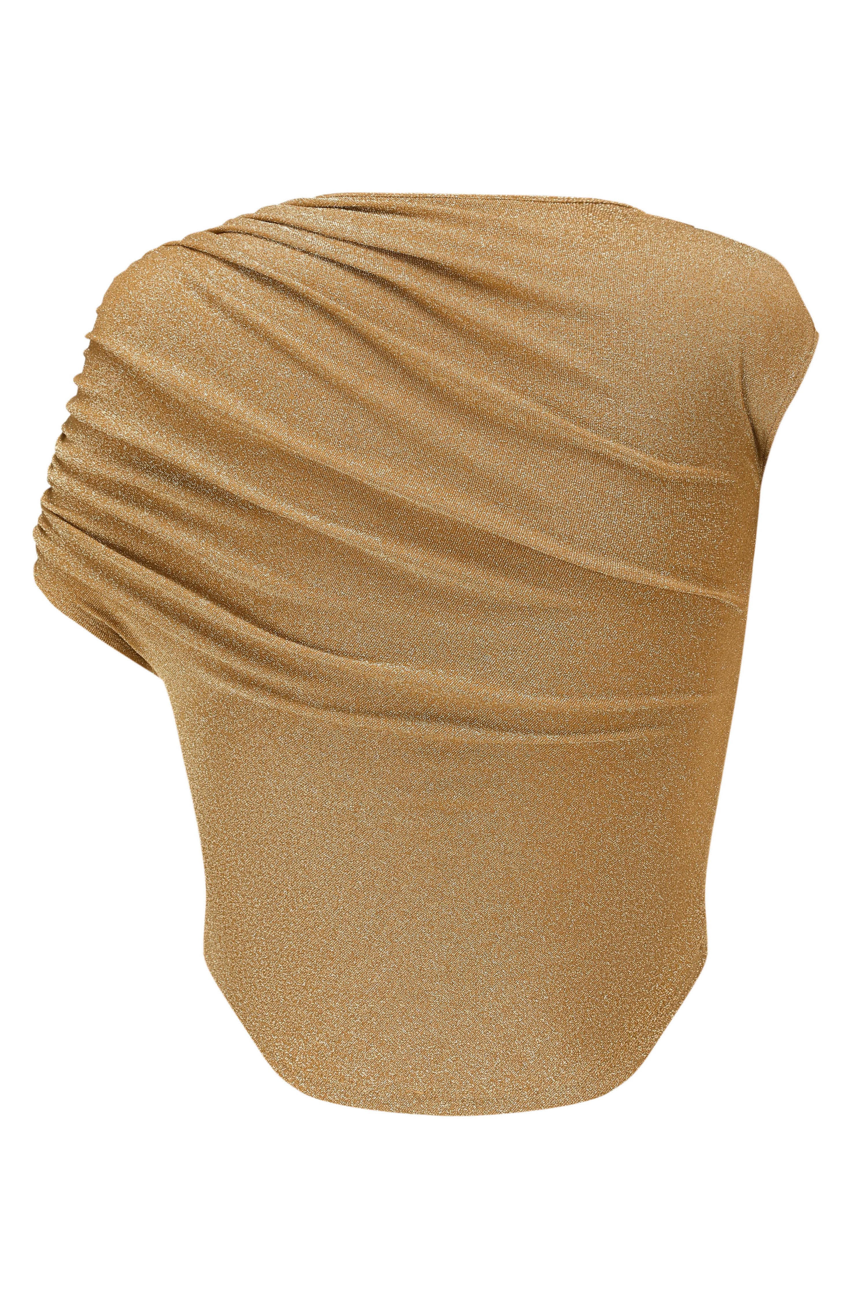 OUDE WAAG 24 autumn and winter velvet pleated top OW-OW-24AW-TP09-JIN gold - Image 5