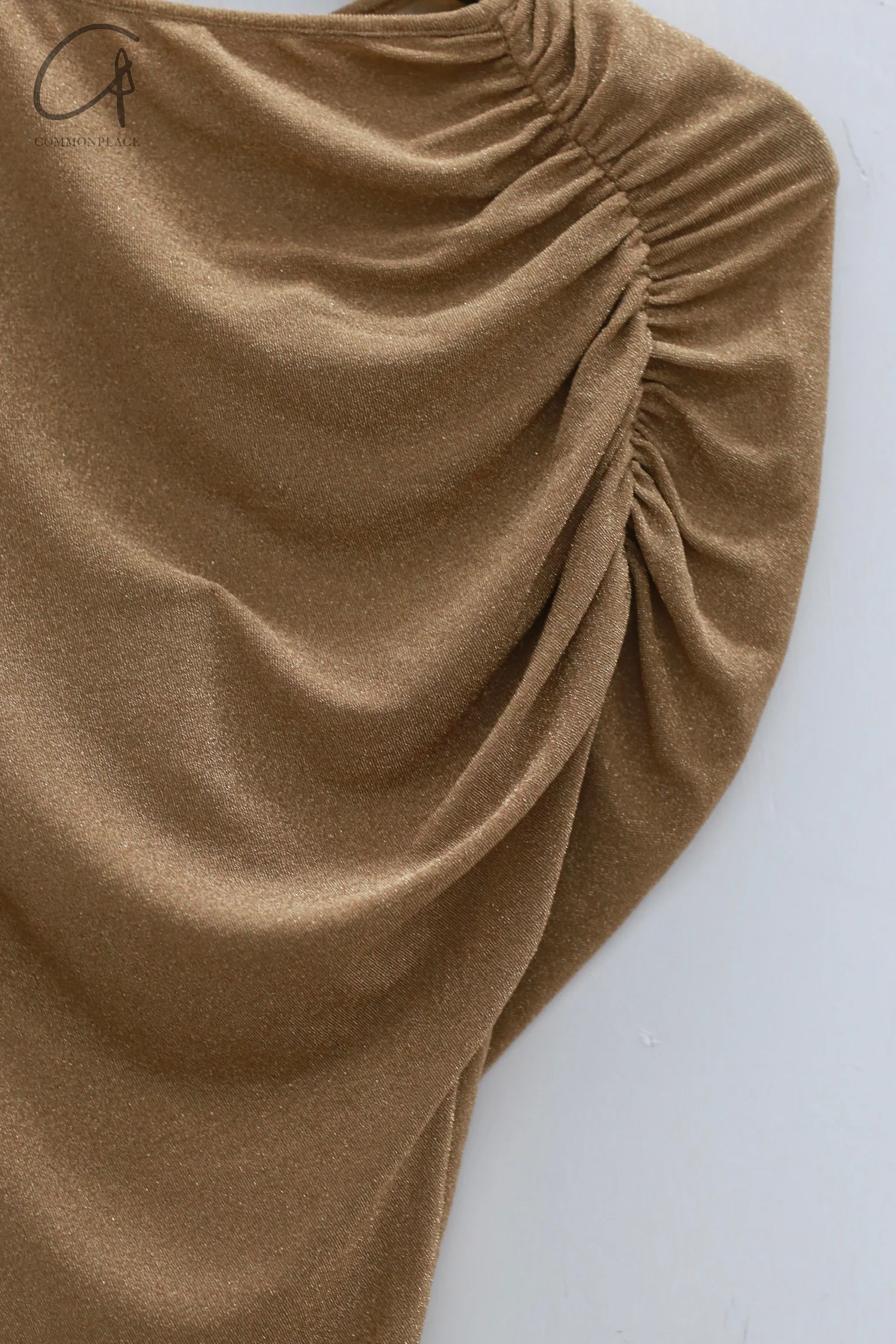 OUDE WAAG 24 autumn and winter velvet pleated top OW-OW-24AW-TP09-JIN gold - Image 7