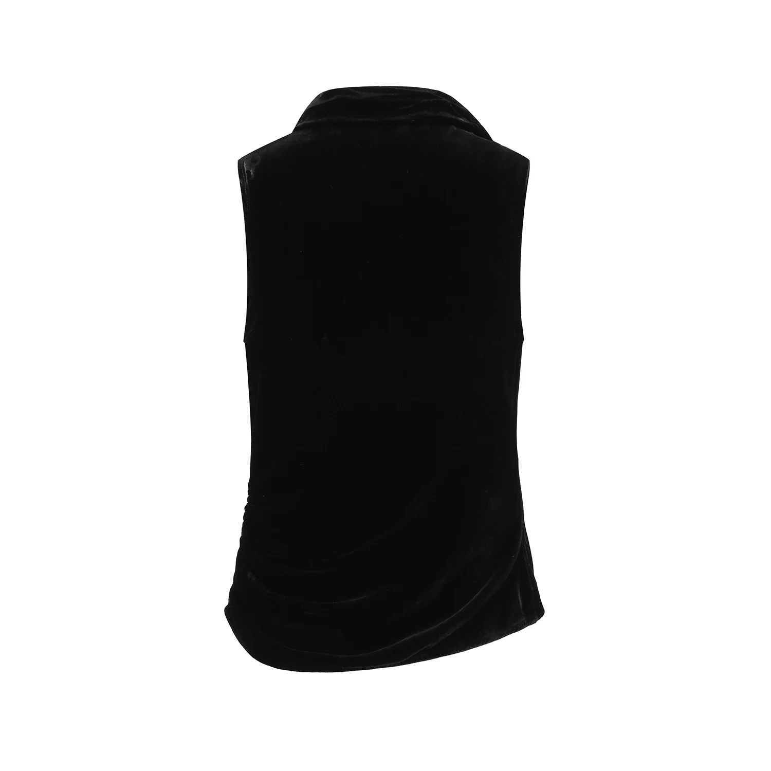 OUDE WAAG 25 autumn and winter halter neck draped velvet vest OW-OW-25AW-TP13-HEI black - Image 5