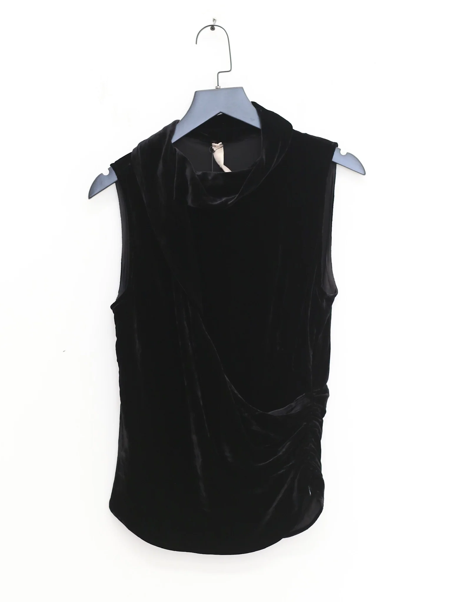 OUDE WAAG 25 autumn and winter halter neck draped velvet vest OW-OW-25AW-TP13-HEI black - Image 6