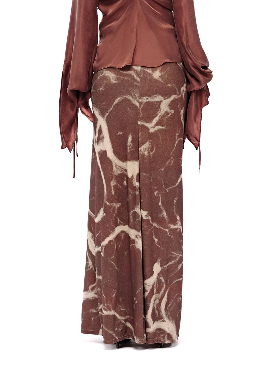 OUDE WAAG 25 autumn and winter printed draped knitted thread skirt OW-OW-25AW-SK03P2BR048-ZHYH brown and gray print - Image 7