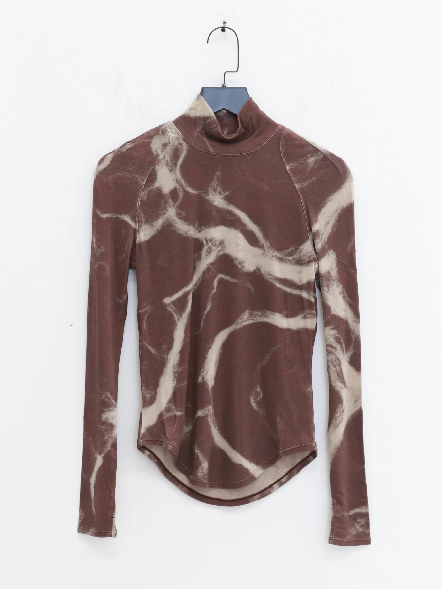 OUDE WAAG 25 Autumn and Winter Raglan Sleeve Ribbed Top OW-OW-25AW-TP07-ZHYH Brown and Gray Print - Image 5