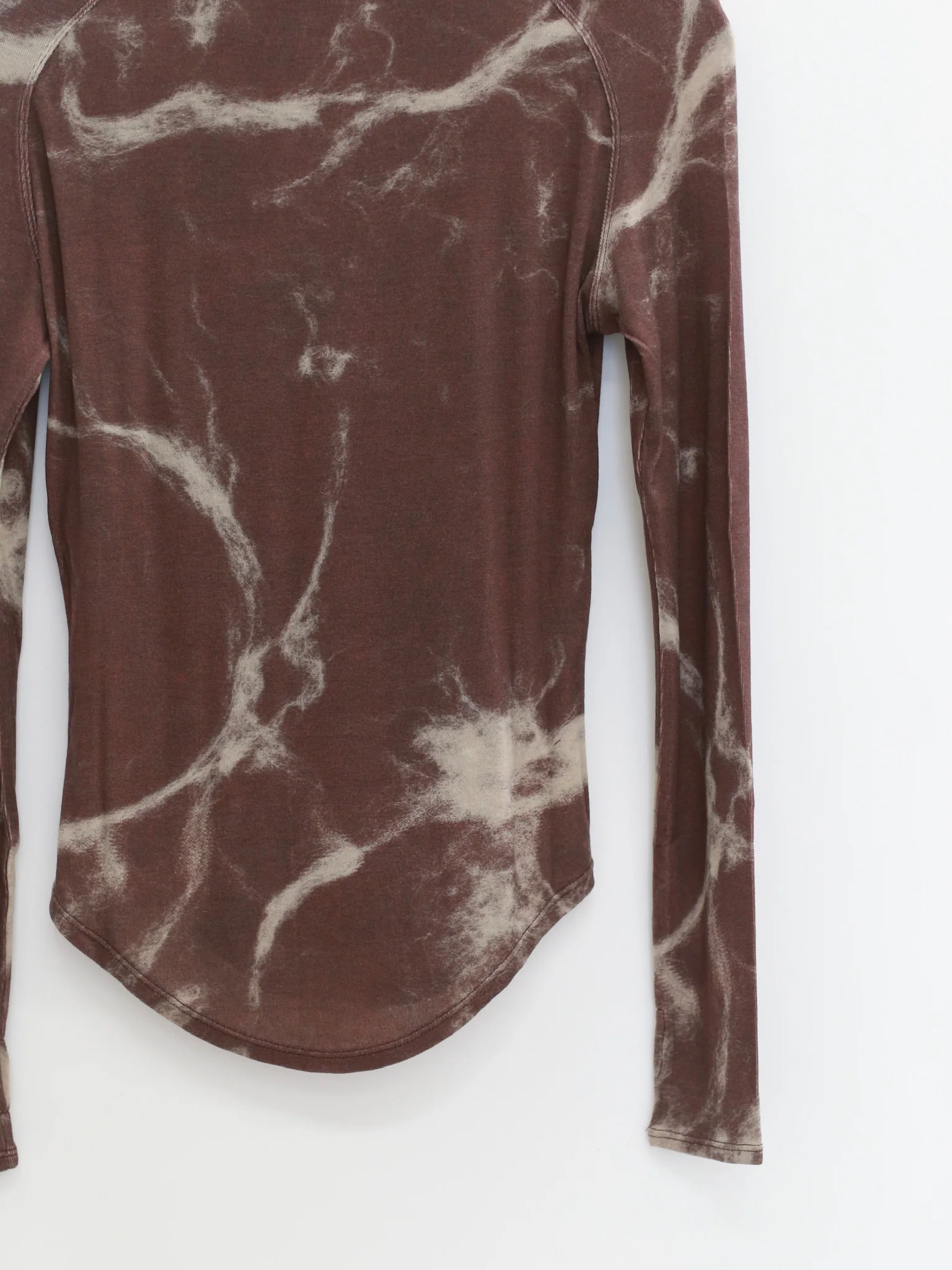 OUDE WAAG 25 Autumn and Winter Raglan Sleeve Ribbed Top OW-OW-25AW-TP07-ZHYH Brown and Gray Print - Image 6