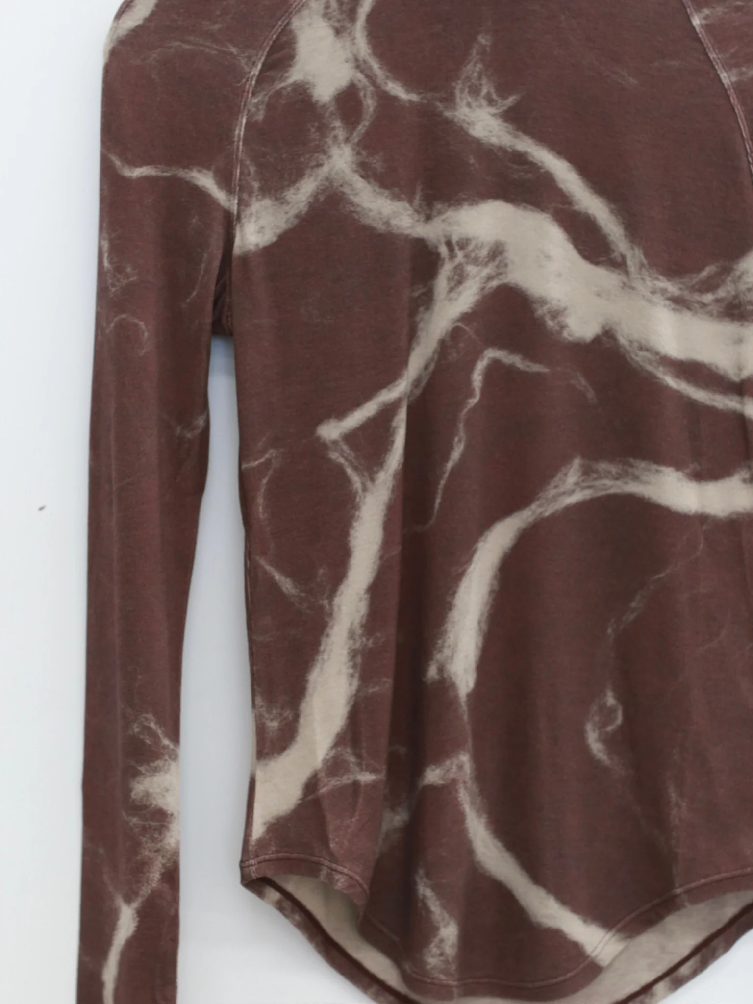 OUDE WAAG 25 Autumn and Winter Raglan Sleeve Ribbed Top OW-OW-25AW-TP07-ZHYH Brown and Gray Print - Image 7